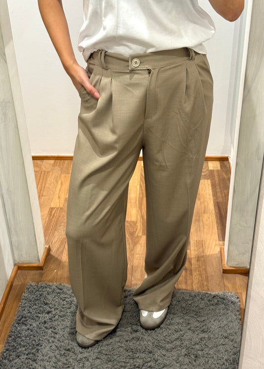 Pantalone Palazzo Con Pinces Beige - MARYGIÒ