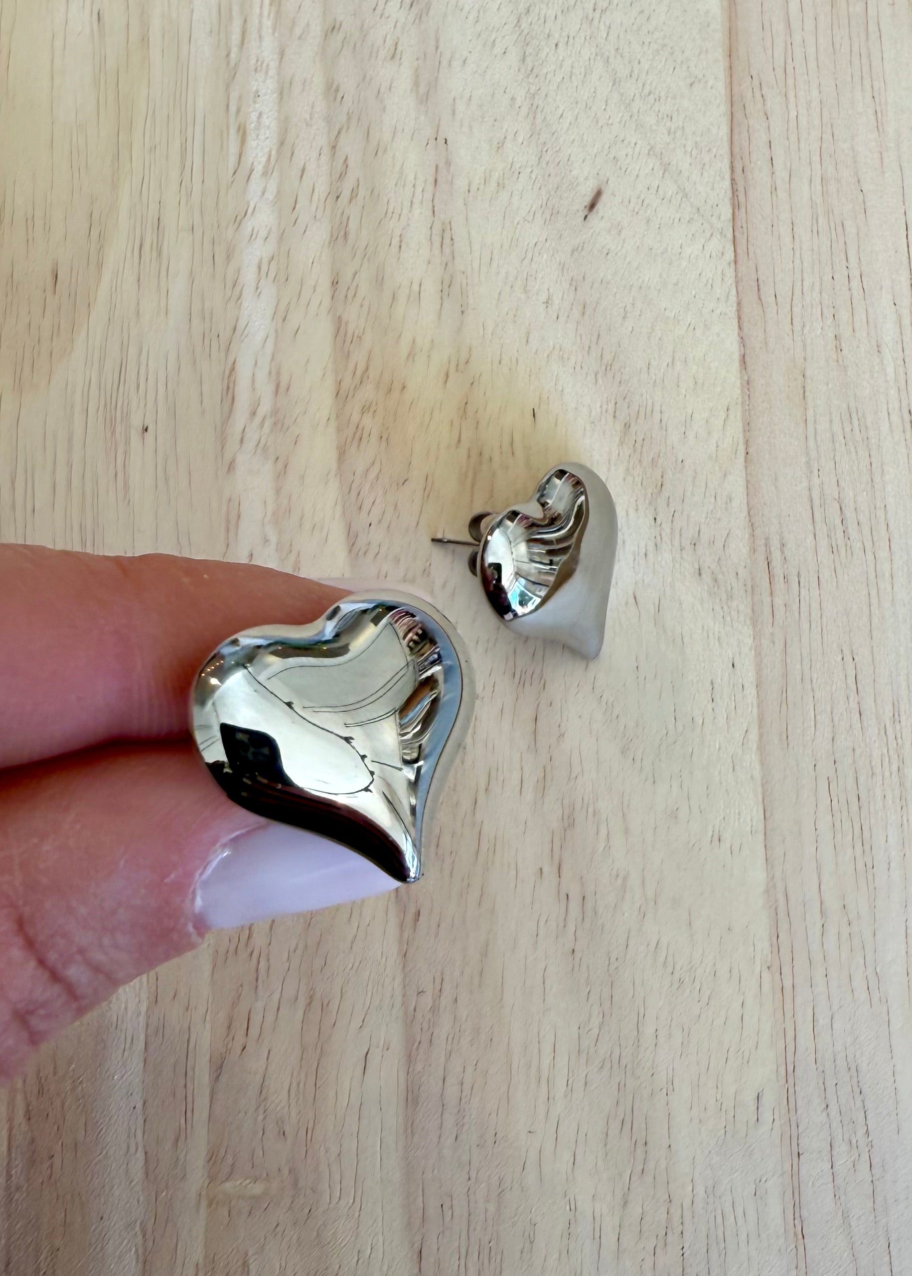 ORECCHINI CUORE MINI BOMBATO ARGENTO - MARYGIÒ