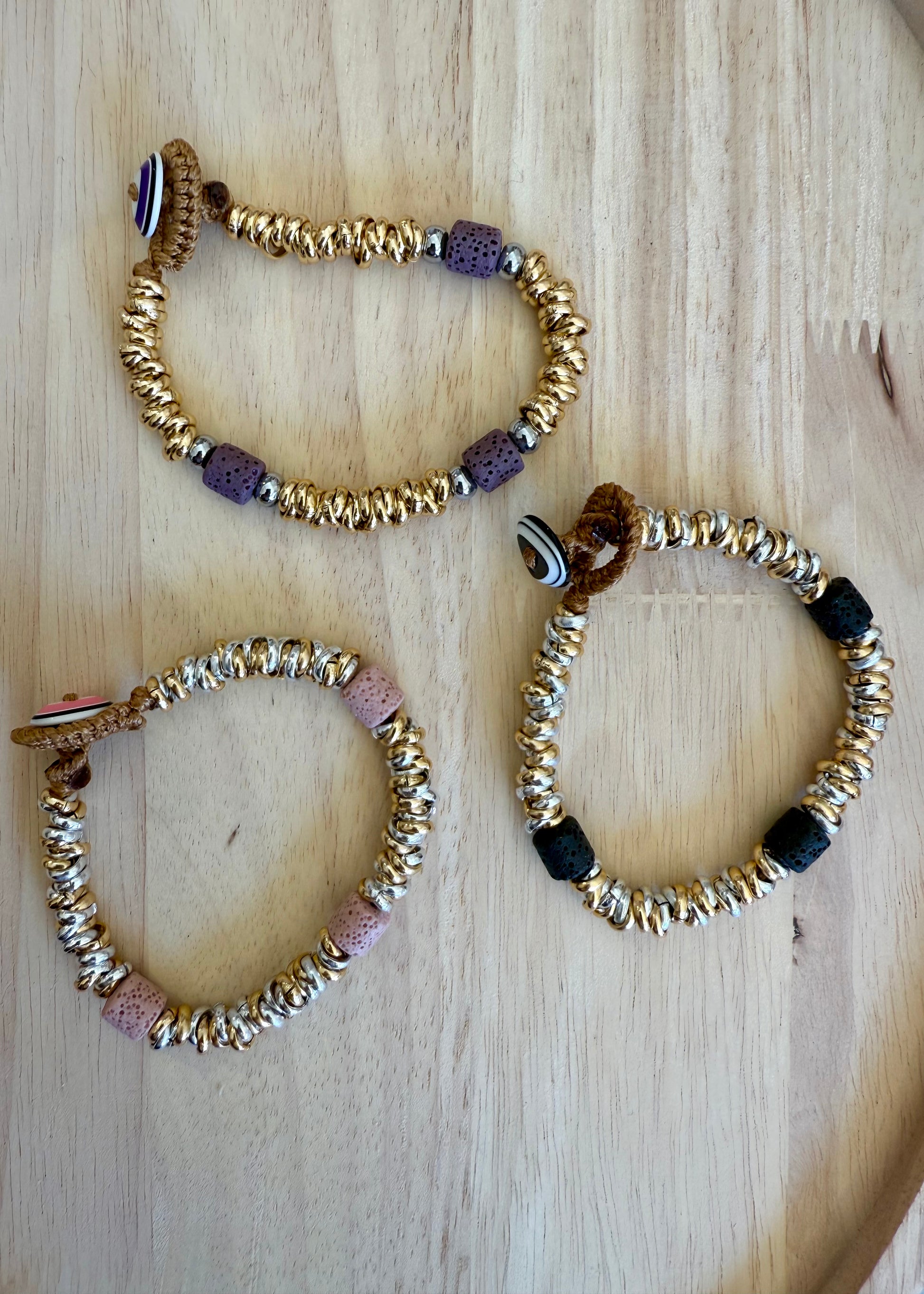 BRACCIALE RONDELLE E PIETRA VIOLA - MARYGIÒ