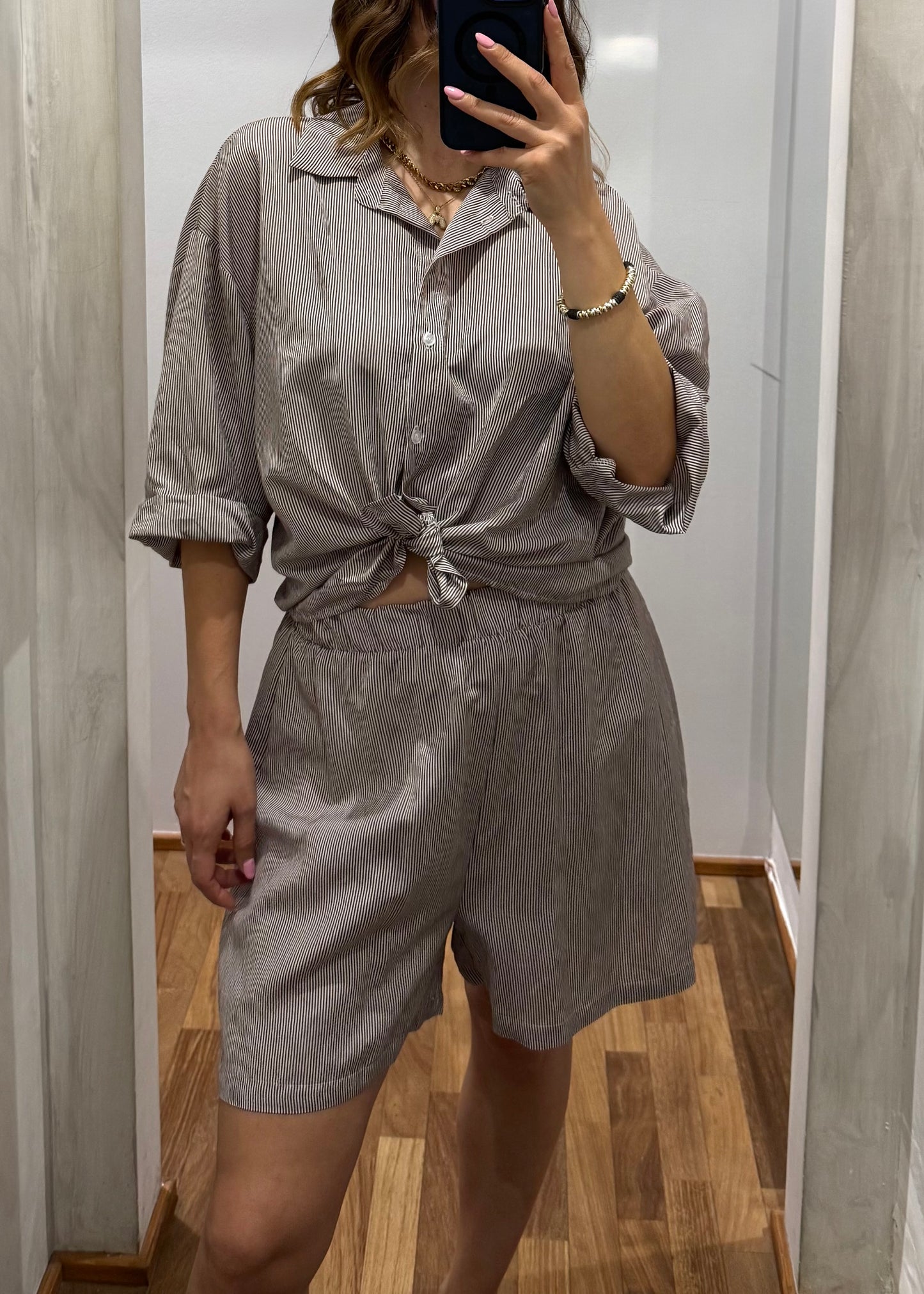 COORDINATO CAMICIA E SHORT RIGHE MORO - SUSY MIX - MARYGIÒ