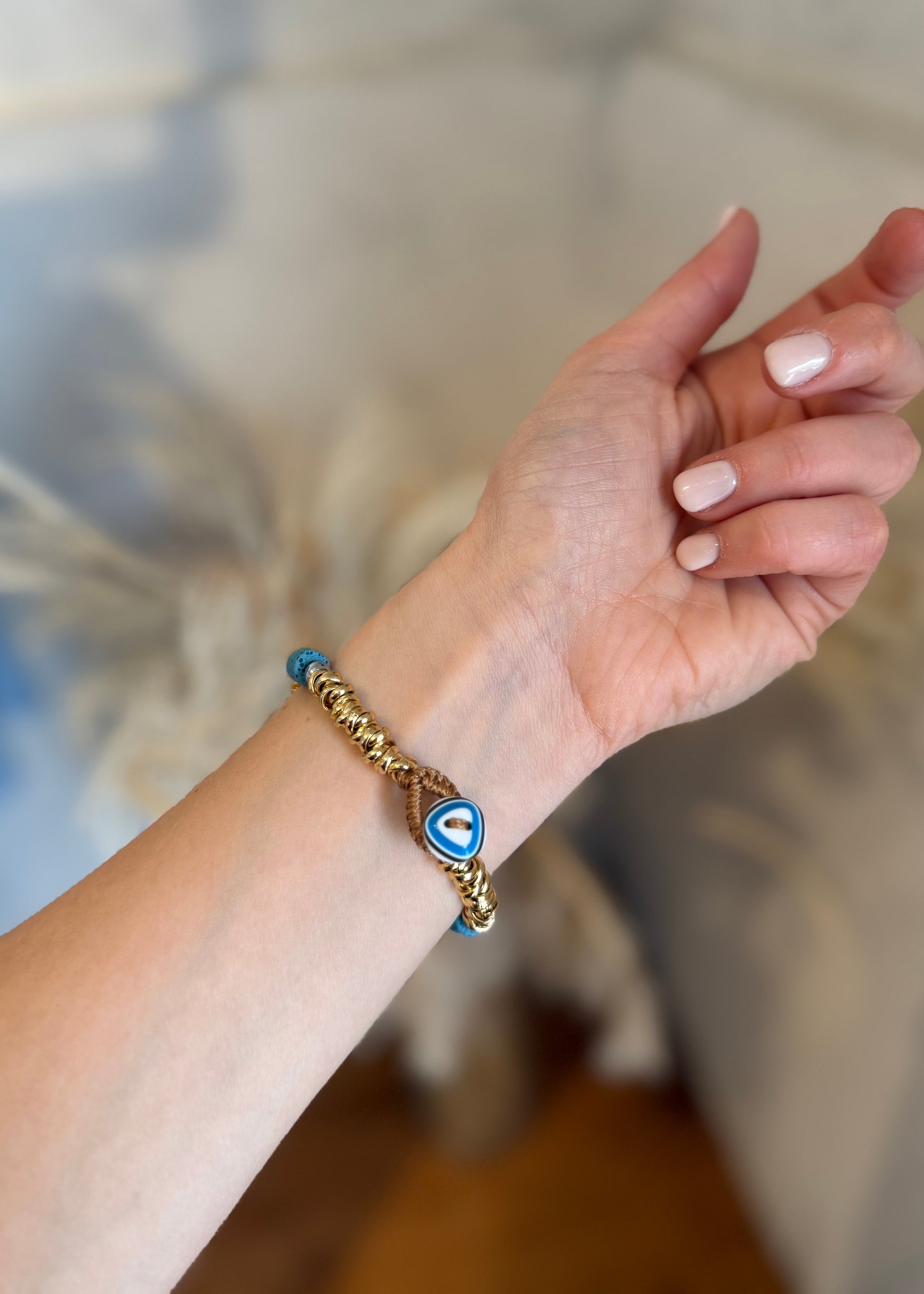 BRACCIALE RONDELLE E PIETRA CELESTE - MARYGIÒ