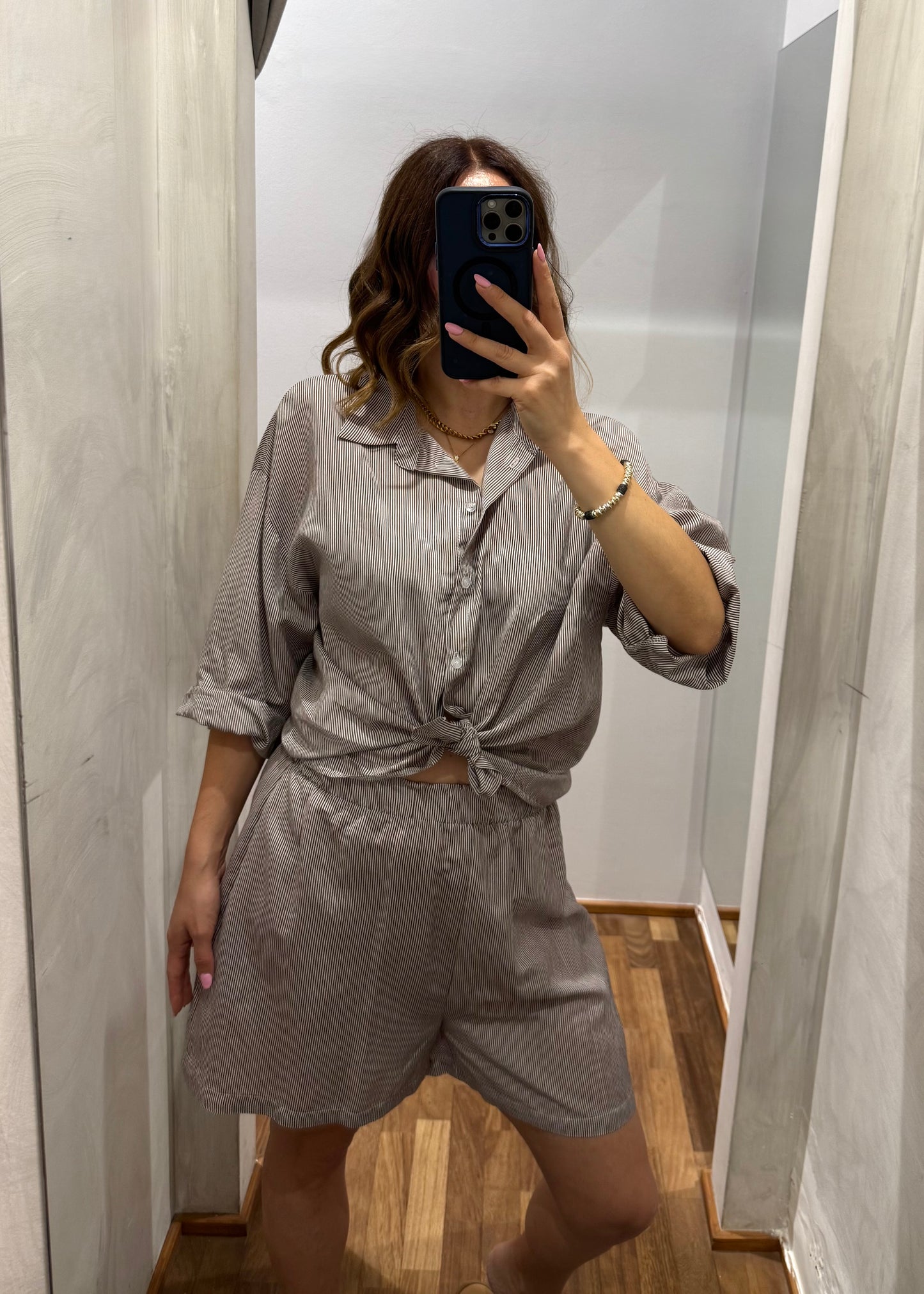 COORDINATO CAMICIA E SHORT RIGHE MORO - SUSY MIX - MARYGIÒ