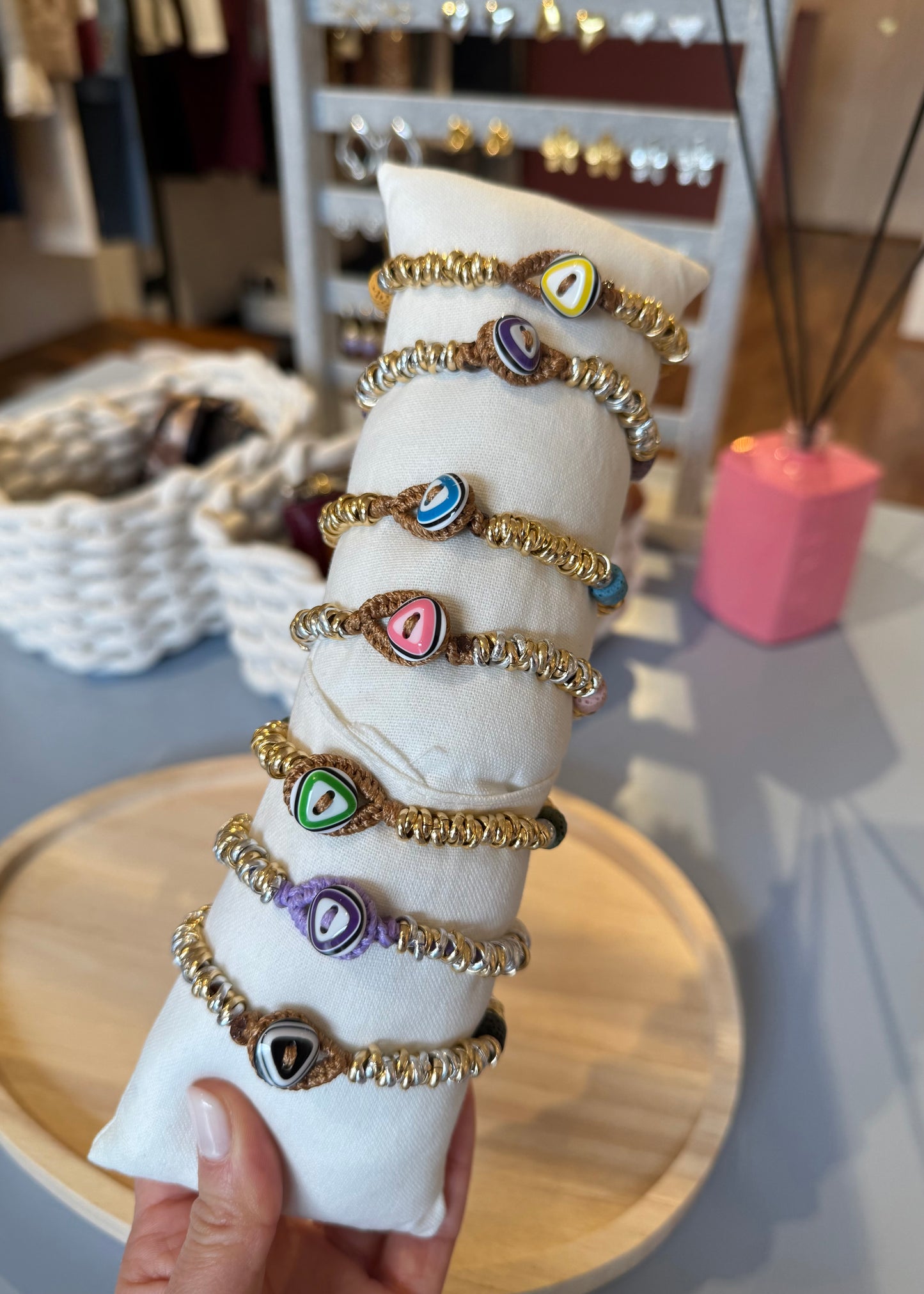 BRACCIALE RONDELLE E PIETRA VERDE MILITARE - MARYGIÒ