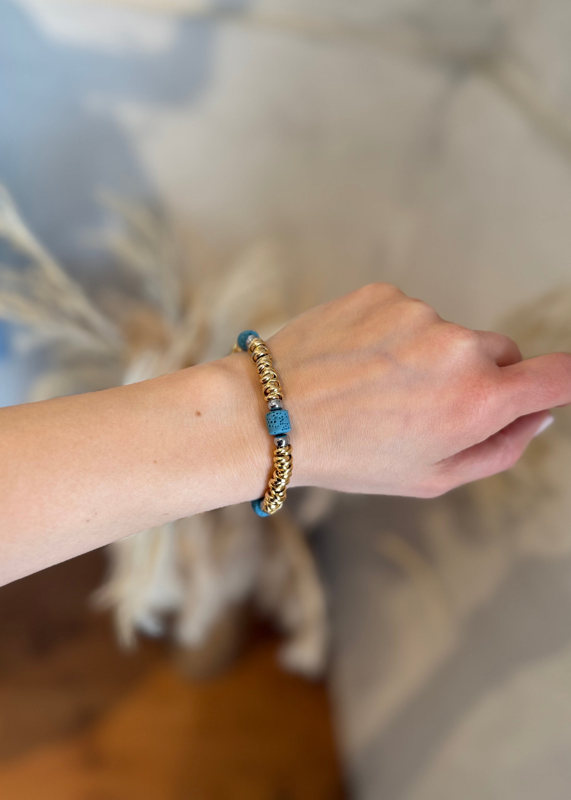 BRACCIALE RONDELLE E PIETRA CELESTE - MARYGIÒ