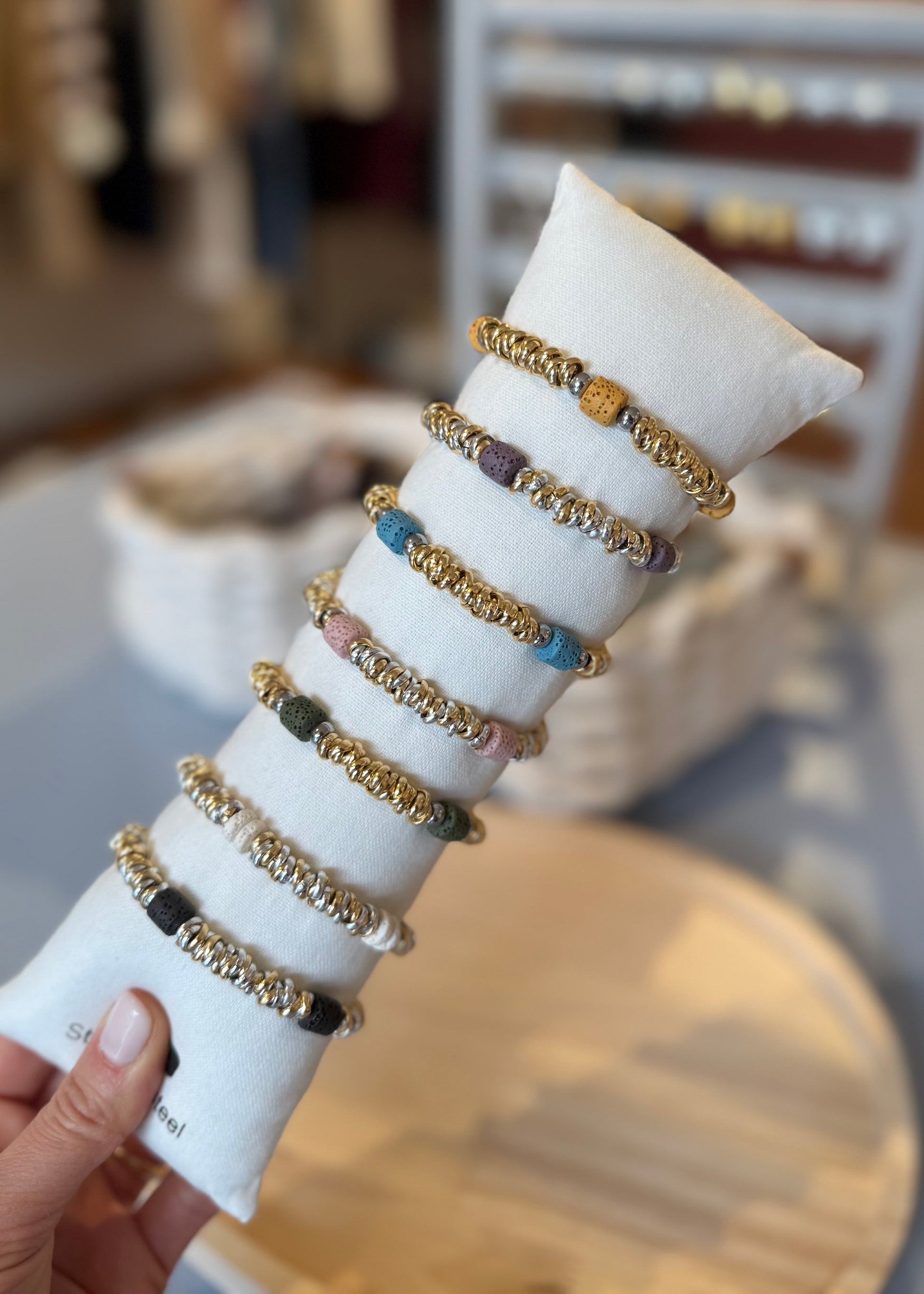 BRACCIALE RONDELLE E PIETRA VERDE MILITARE - MARYGIÒ