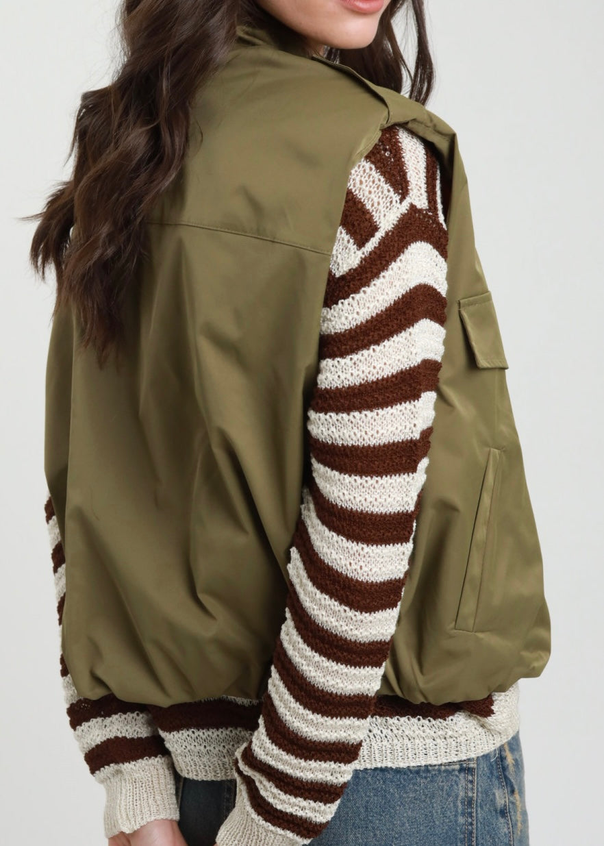 Bomber Smanicato Verde Militare - SUSY MIX - MARYGIÒ
