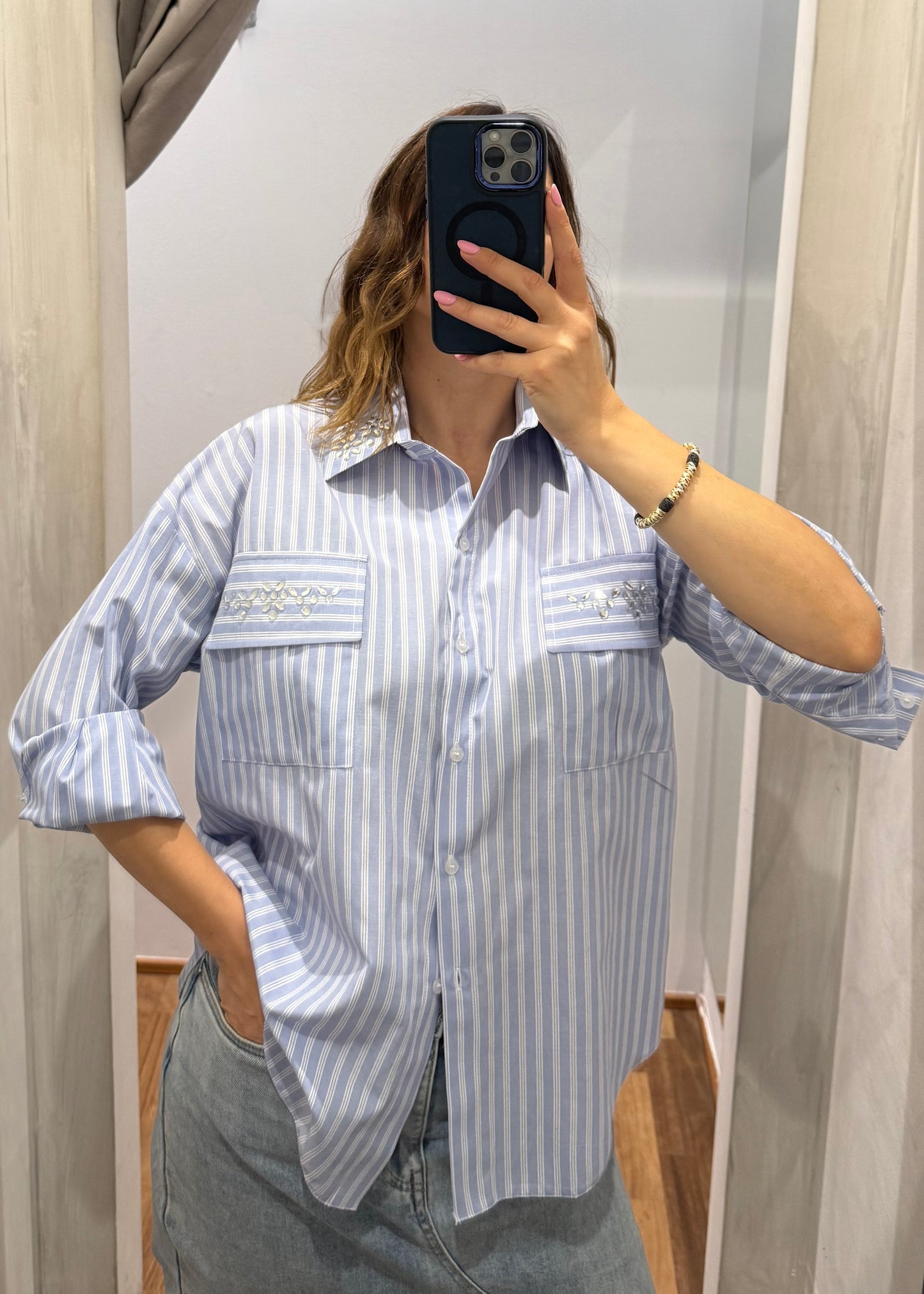 CAMICIA GESSATA CELESTE - SUSY MIX - MARYGIÒ