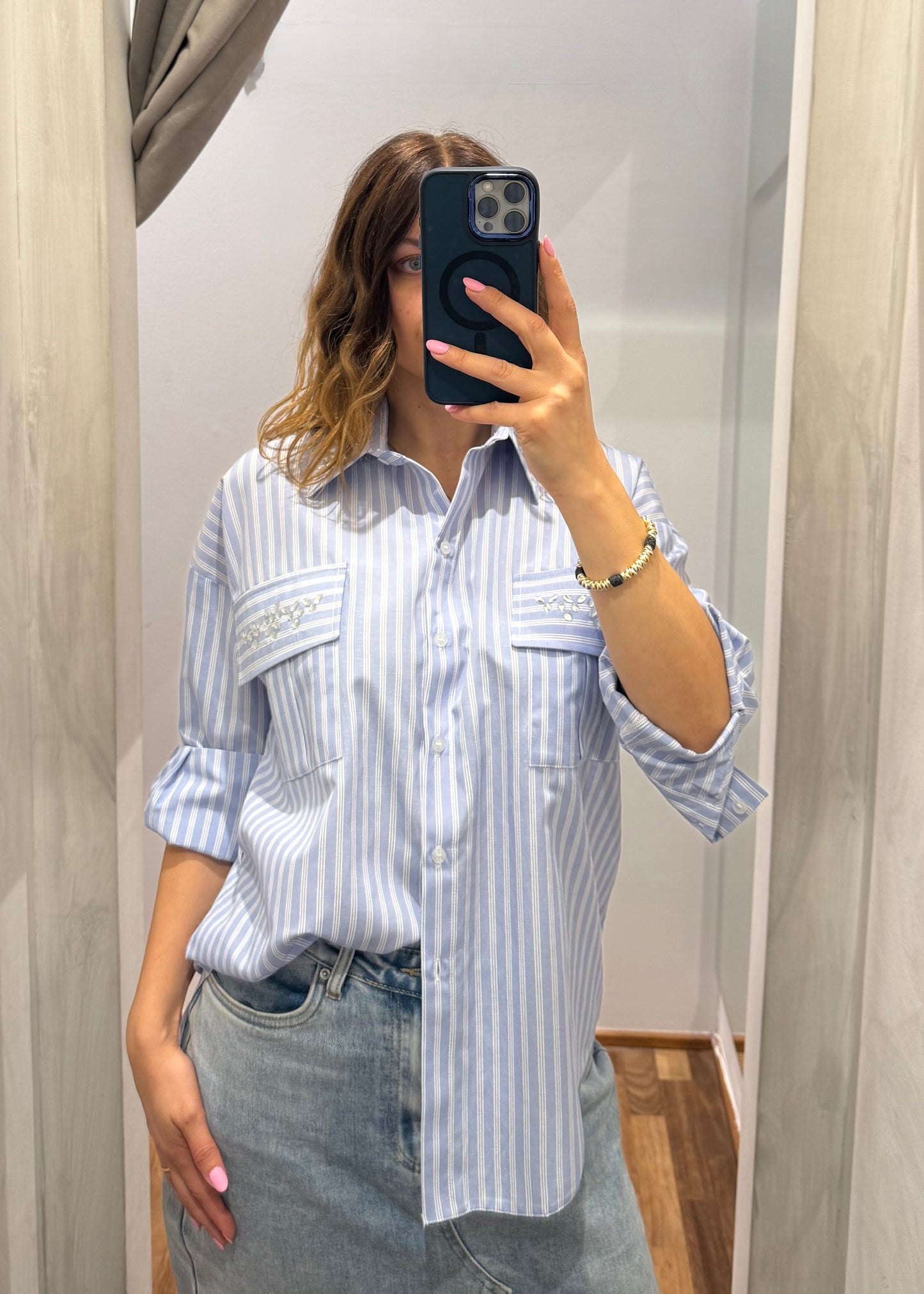 CAMICIA GESSATA CELESTE - SUSY MIX - MARYGIÒ