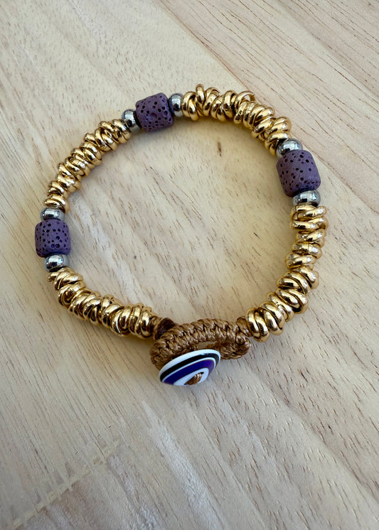 BRACCIALE RONDELLE E PIETRA VIOLA - MARYGIÒ