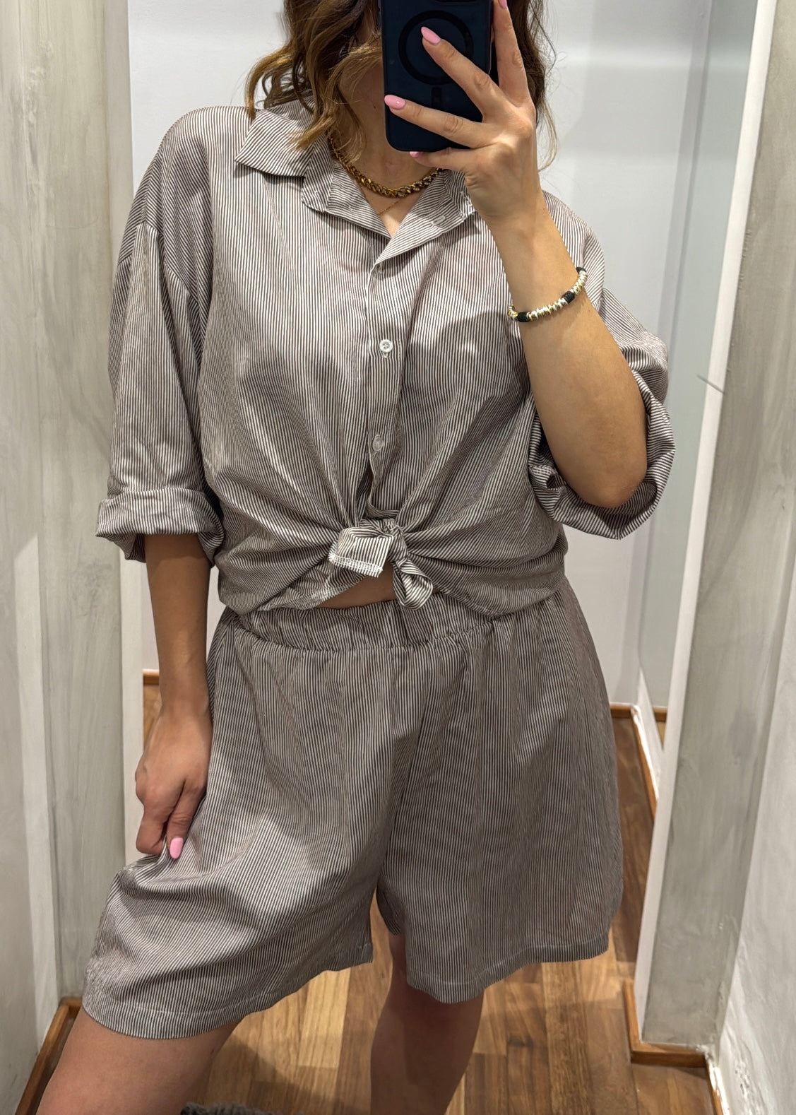 COORDINATO CAMICIA E SHORT RIGHE MORO - SUSY MIX - MARYGIÒ