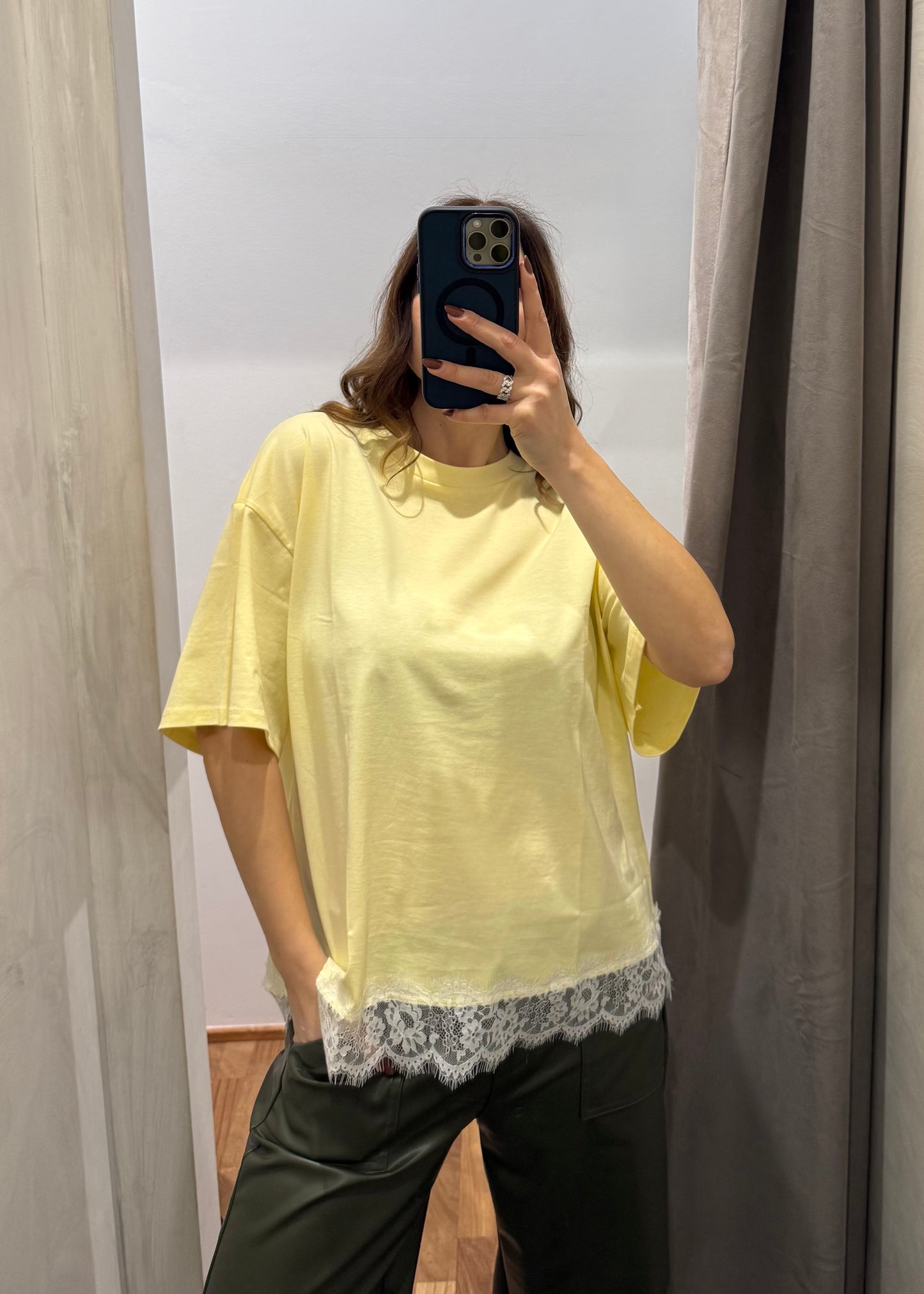 T-shirt Over con Pizzo Gialla - SUSY MIX