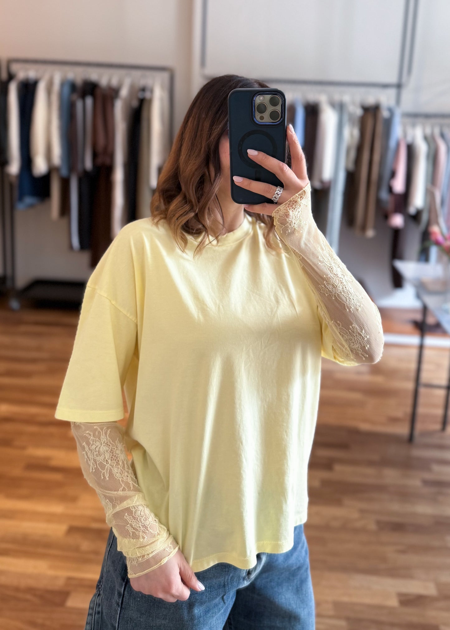 T-shirt Manica Pizzo Gialla - SUSY MIX - MARYGIÒ