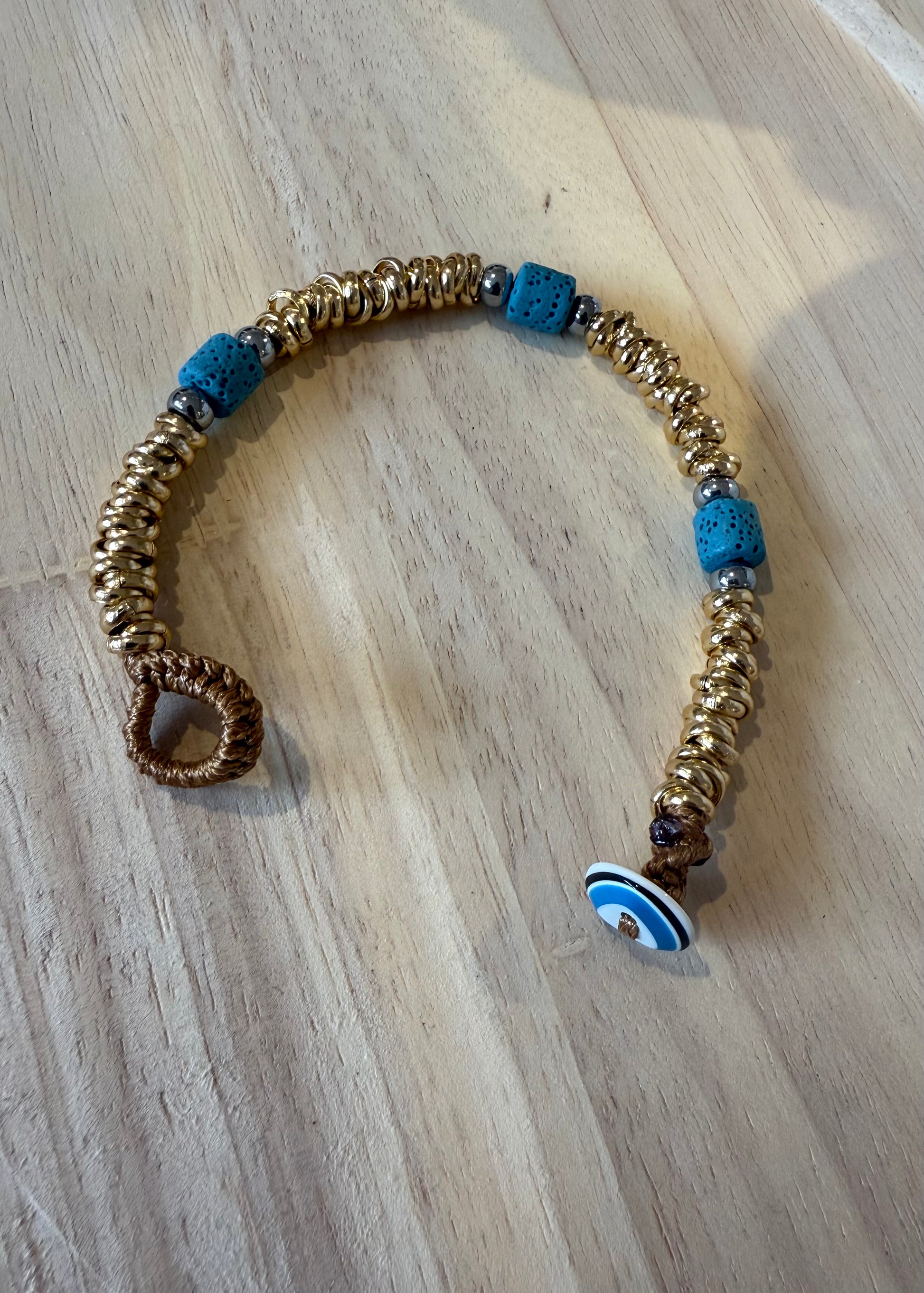 BRACCIALE RONDELLE E PIETRA CELESTE - MARYGIÒ