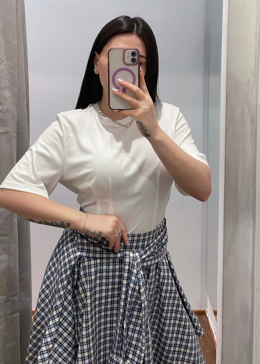 Gonna Camicia Asimmetrica a Quadri - LUMINA - MARYGIÒ