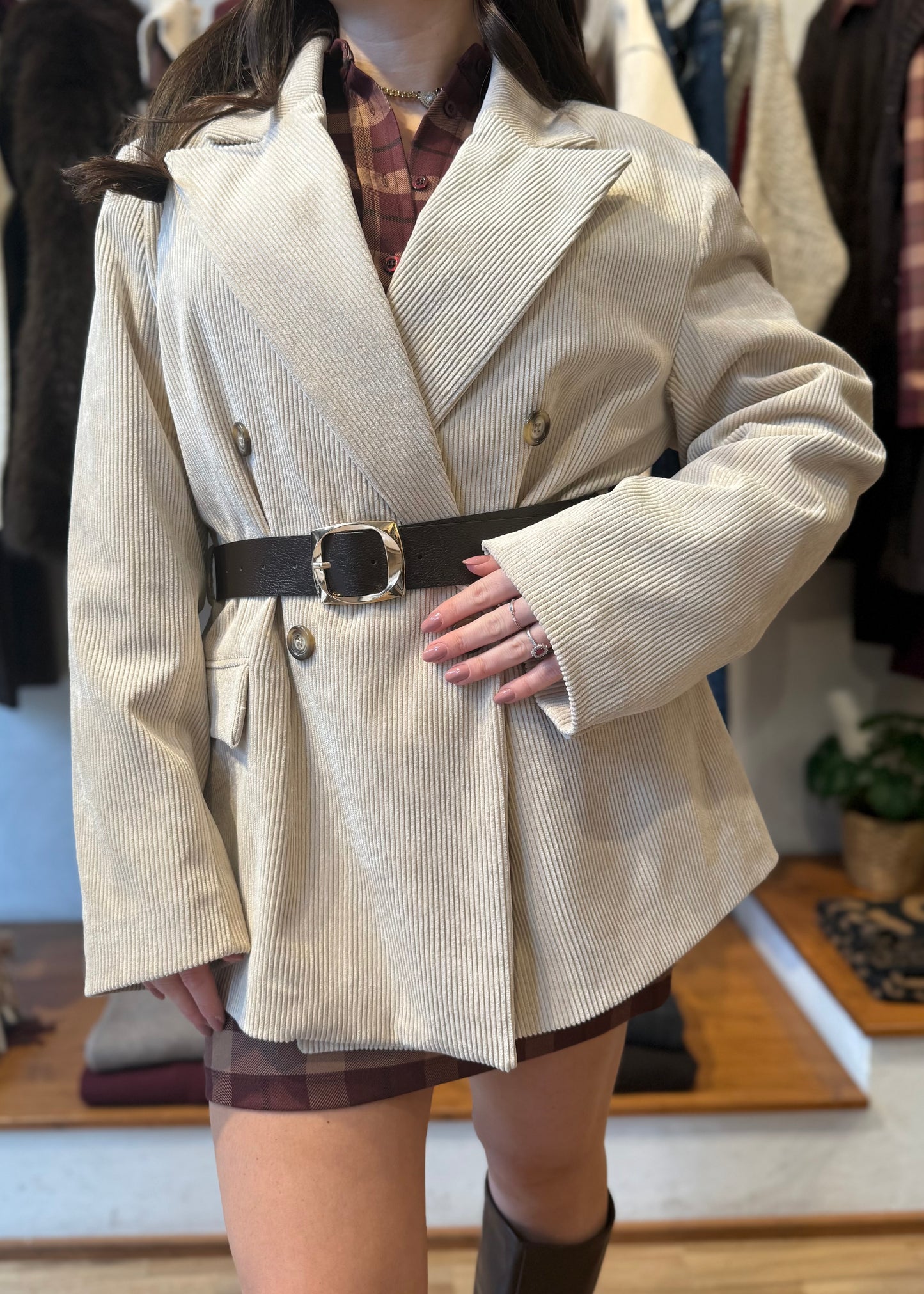 Blazer Velluto con Cintura Panna - SUSY MIX