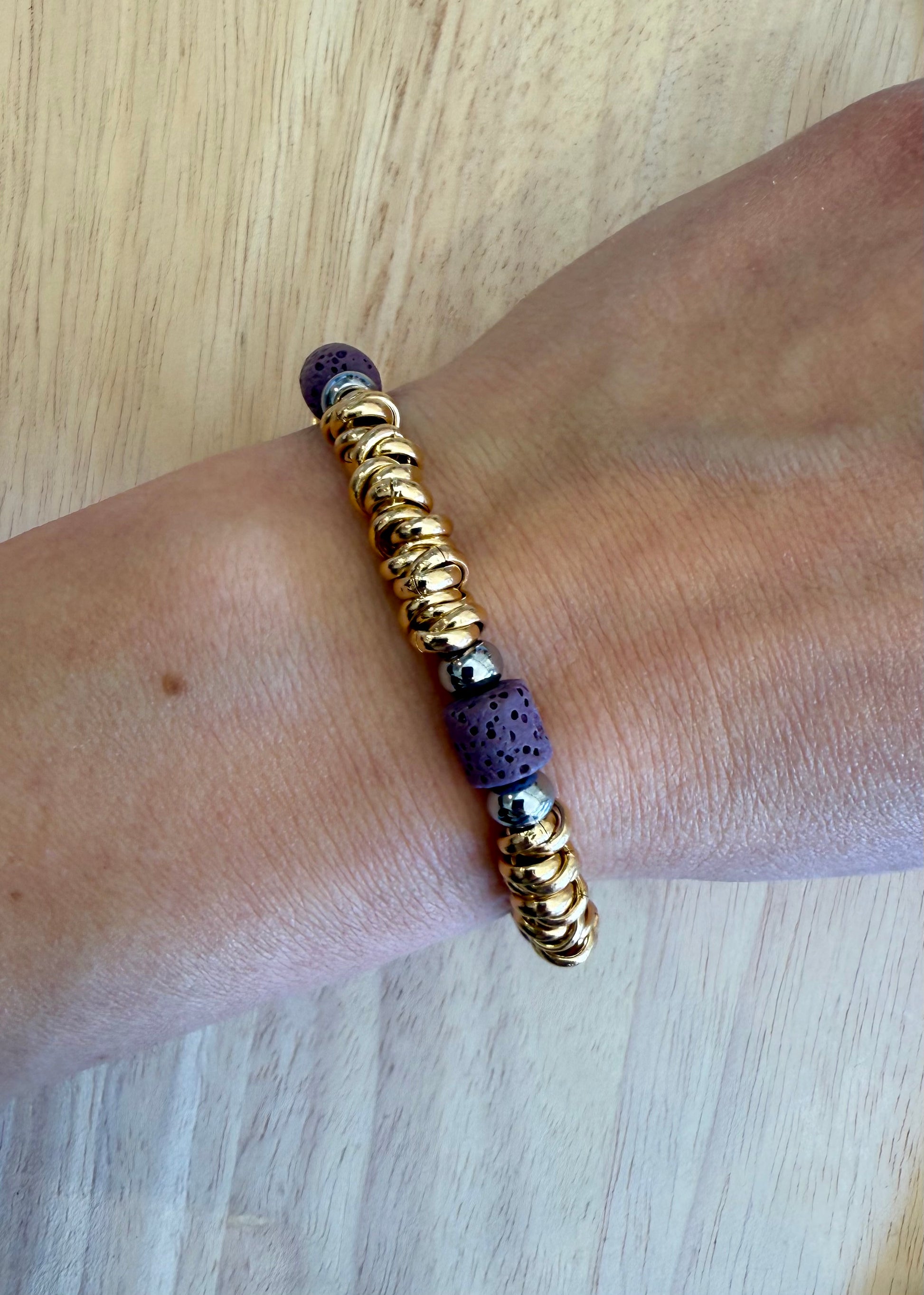 BRACCIALE RONDELLE E PIETRA VIOLA - MARYGIÒ