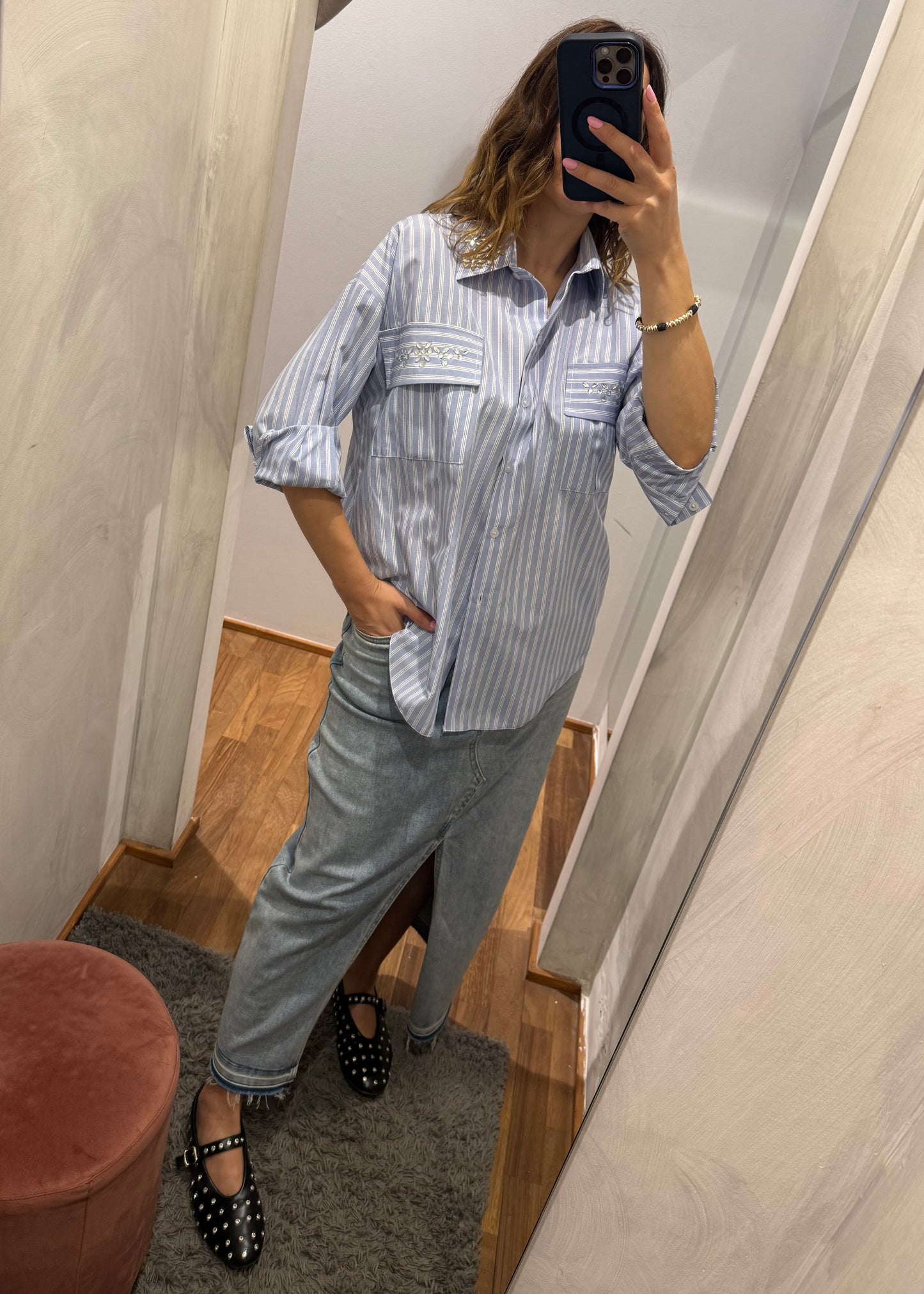 CAMICIA GESSATA CELESTE - SUSY MIX - MARYGIÒ