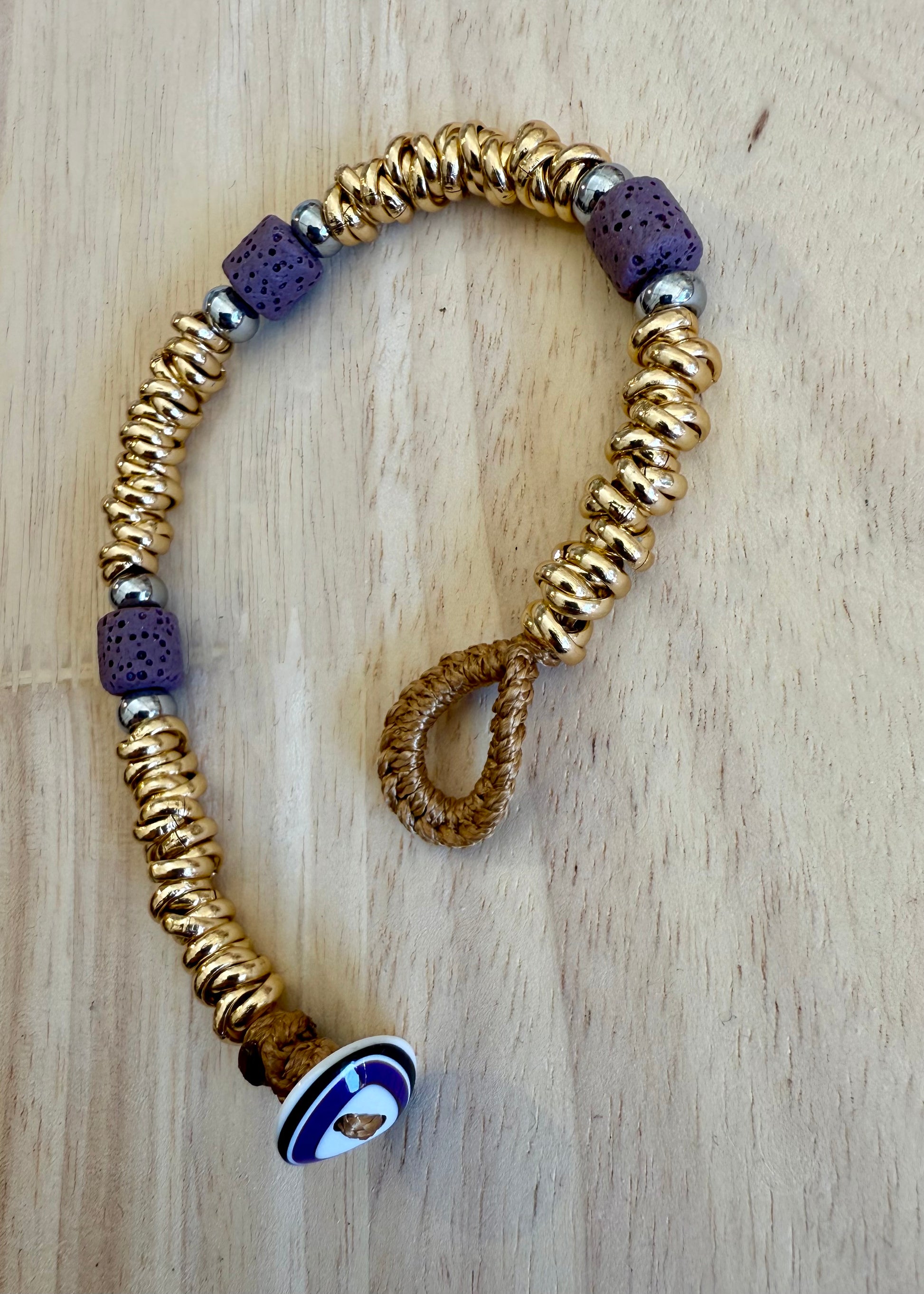 BRACCIALE RONDELLE E PIETRA VIOLA - MARYGIÒ
