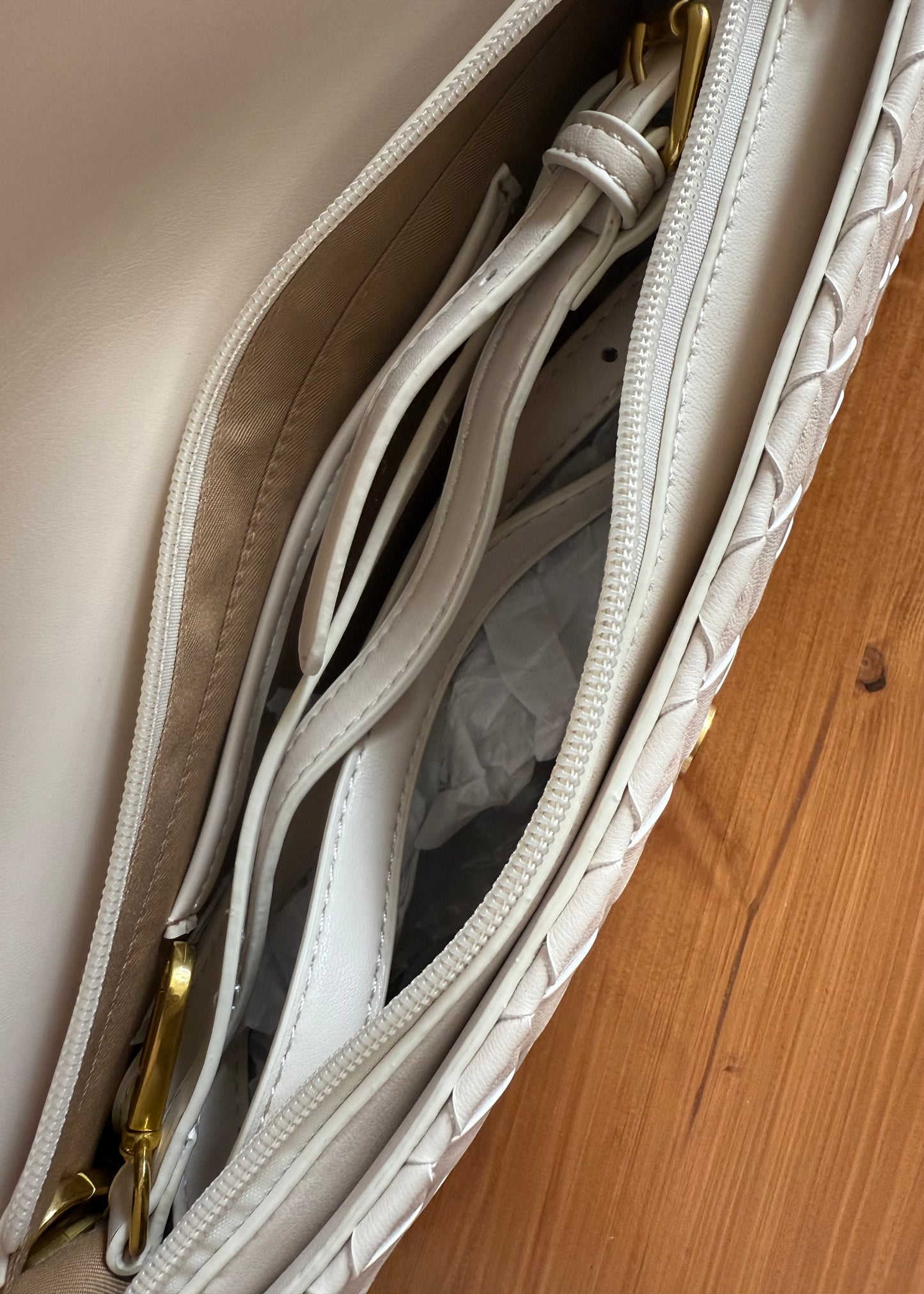 BORSA BAGUETTE INTRECCIATA PANNA