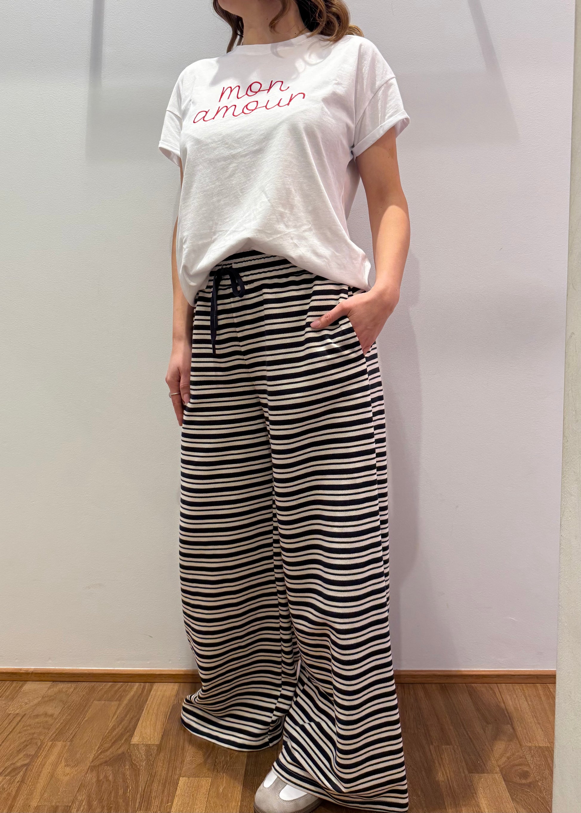 PANTALONE A RIGHE PANNA E BLU - TENSIONE IN - MARYGIÒ