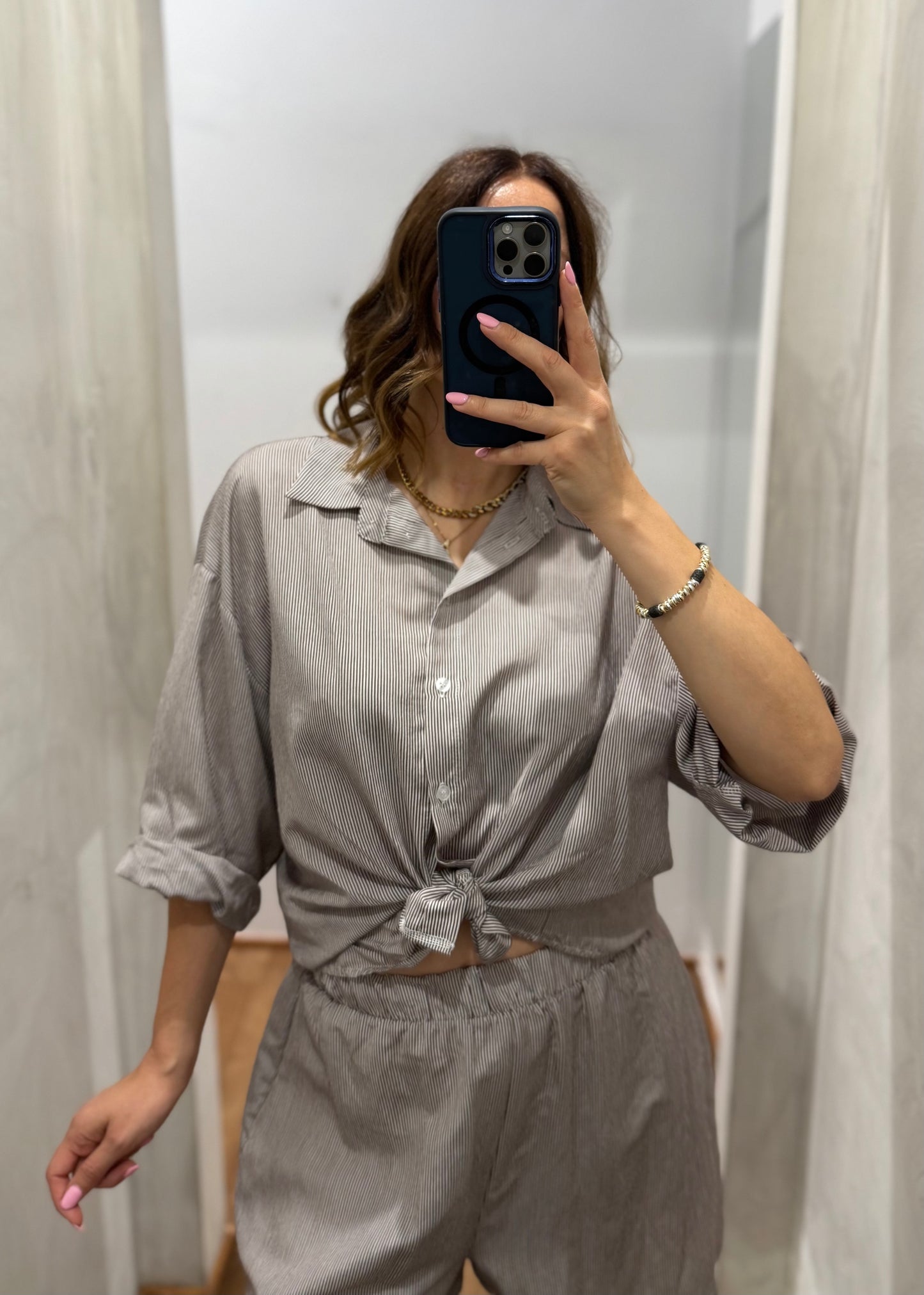 COORDINATO CAMICIA E SHORT RIGHE MORO - SUSY MIX - MARYGIÒ