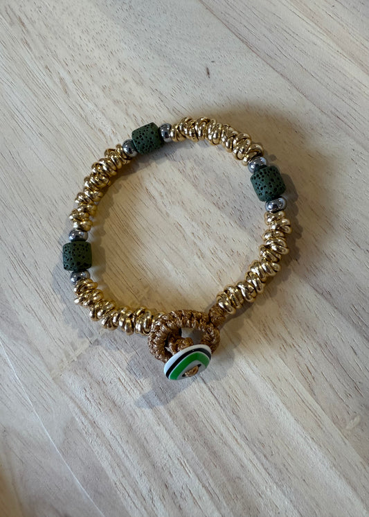 BRACCIALE RONDELLE E PIETRA VERDE MILITARE - MARYGIÒ