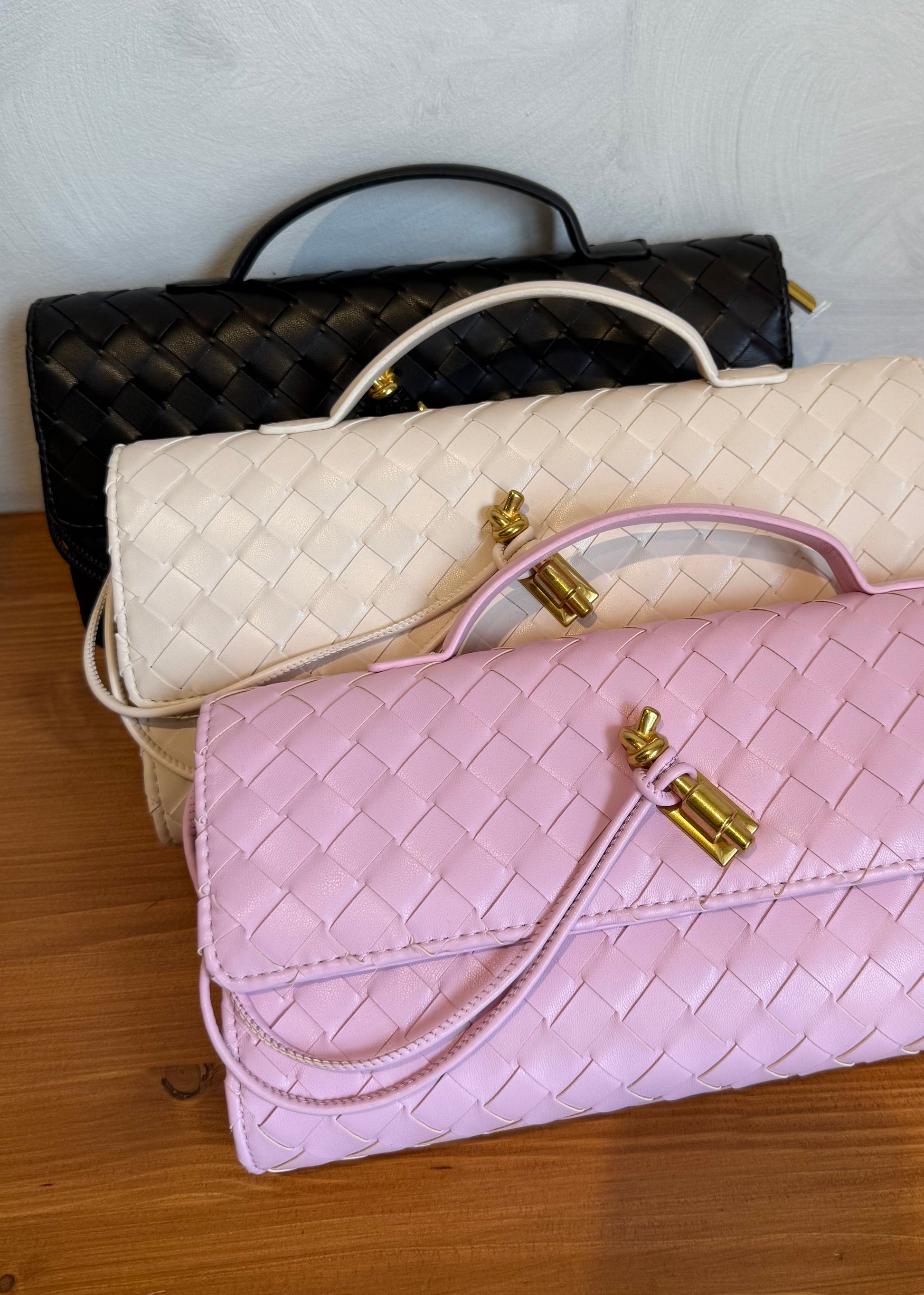 BORSA BAGUETTE INTRECCIATA PANNA - MARYGIÒ