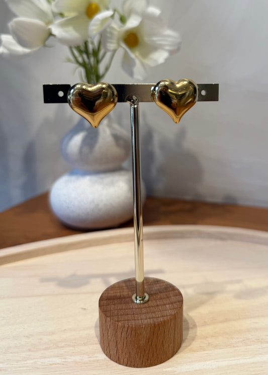ORECCHINI CUORE MINI BOMBATO ORO - MARYGIÒ