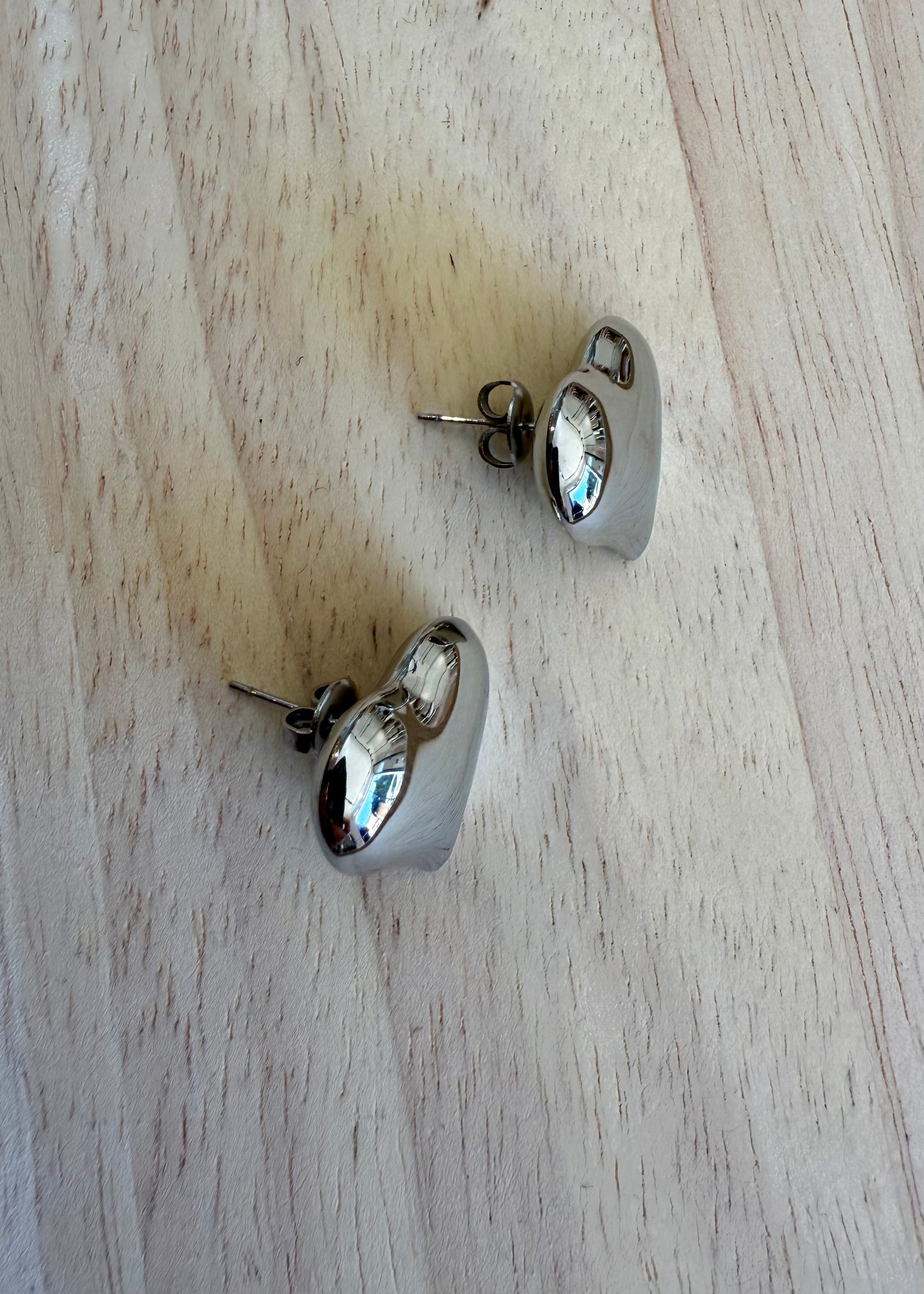 ORECCHINI CUORE MINI BOMBATO ARGENTO