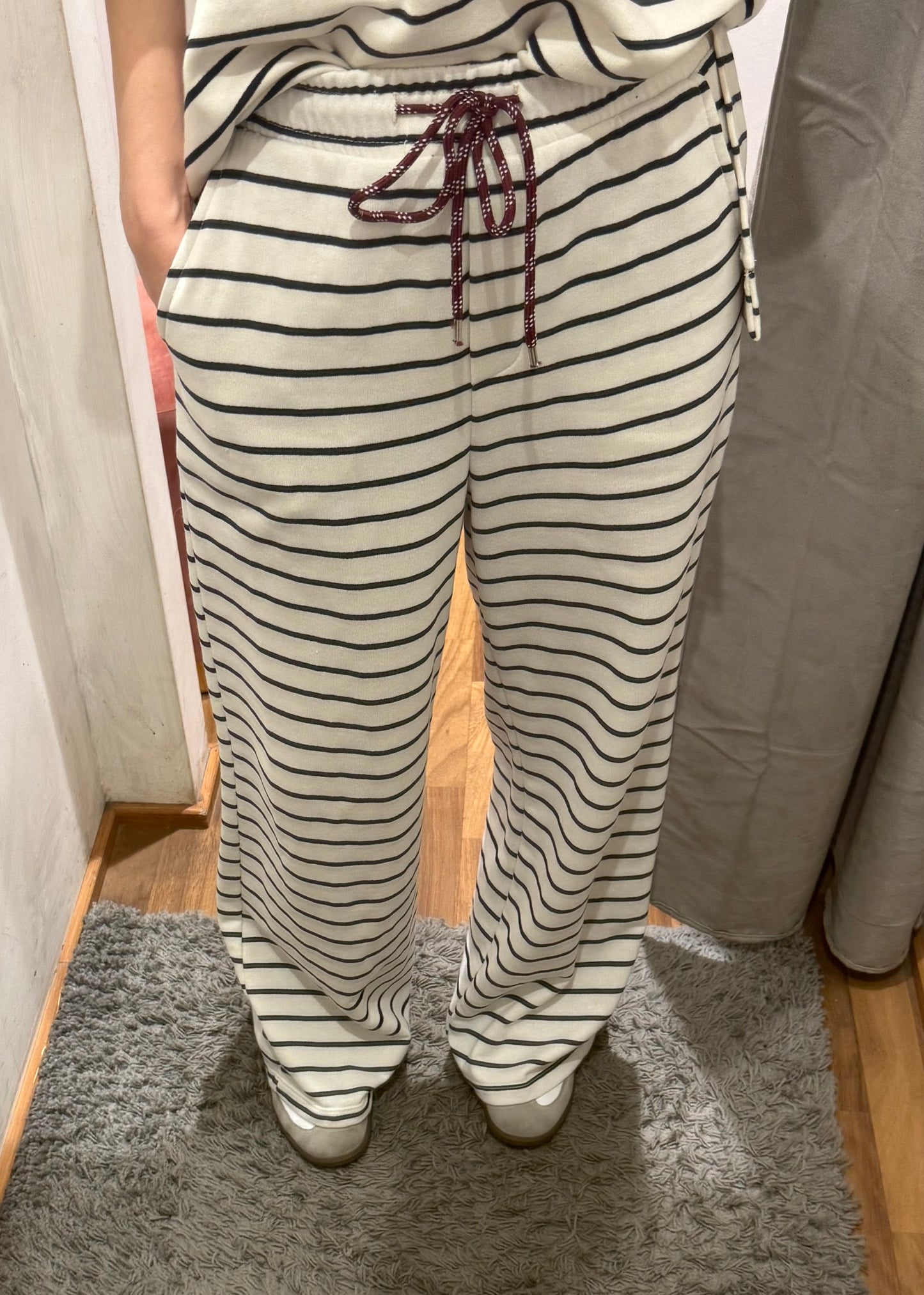 PANTALONE PALAZZO A RIGHE PANNA/BLU - TENSIONE IN