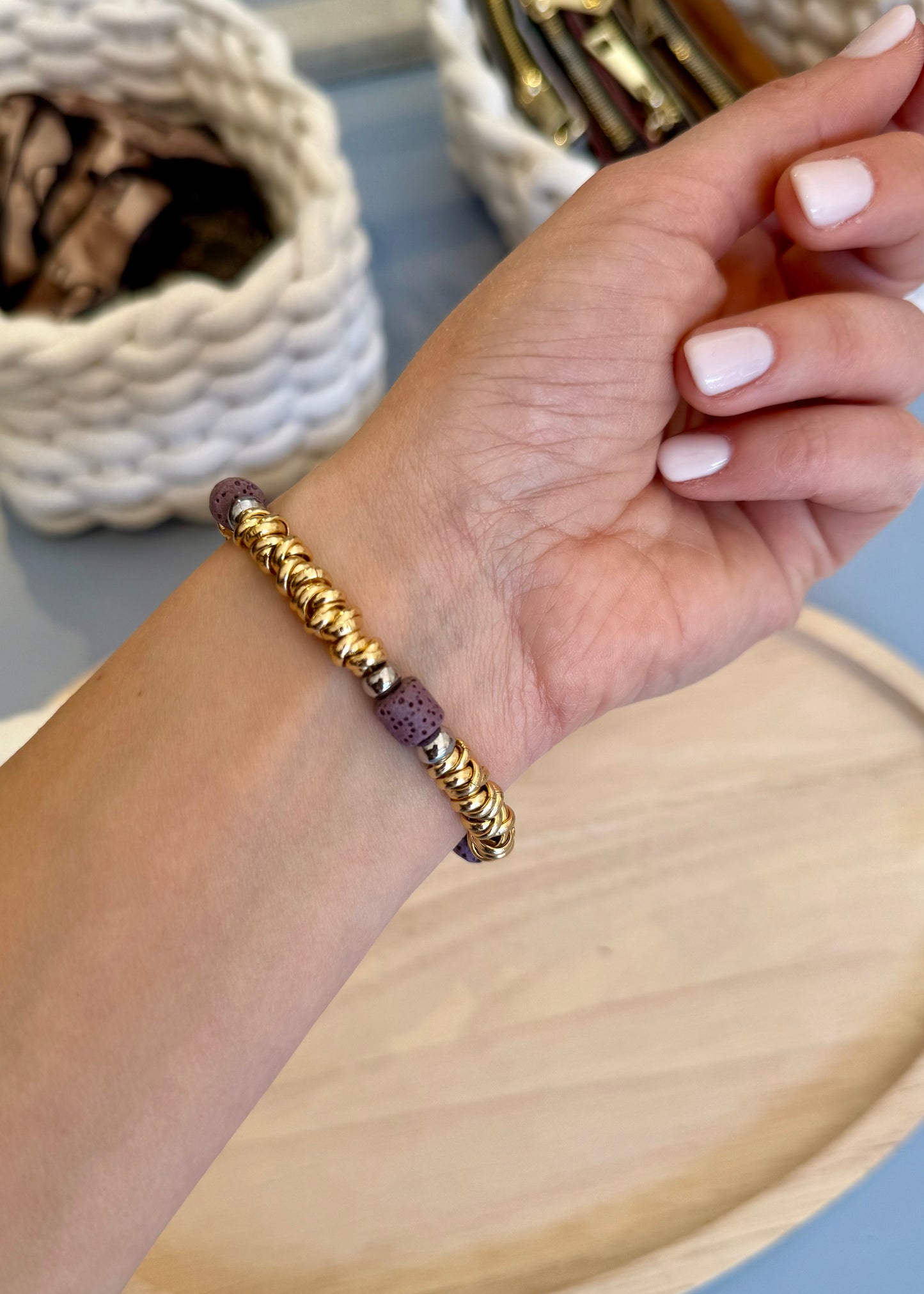 BRACCIALE RONDELLE E PIETRA VIOLA