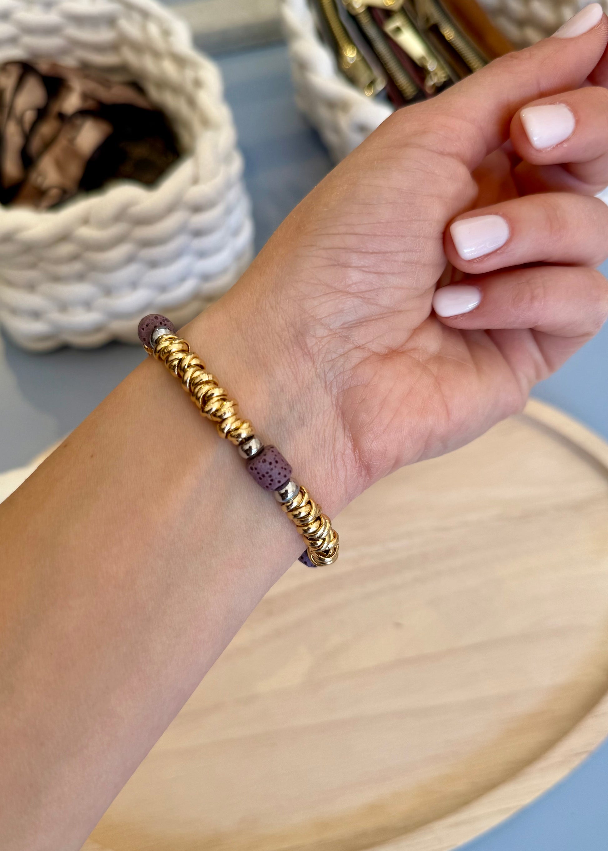 BRACCIALE RONDELLE E PIETRA VIOLA - MARYGIÒ