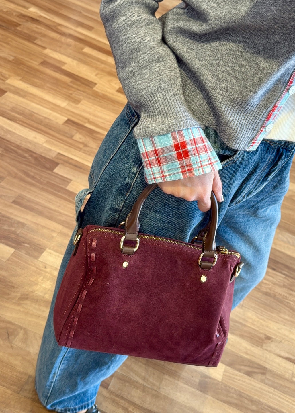 Borsa Bauletto Suede Bourdeaux - MARYGIÒ