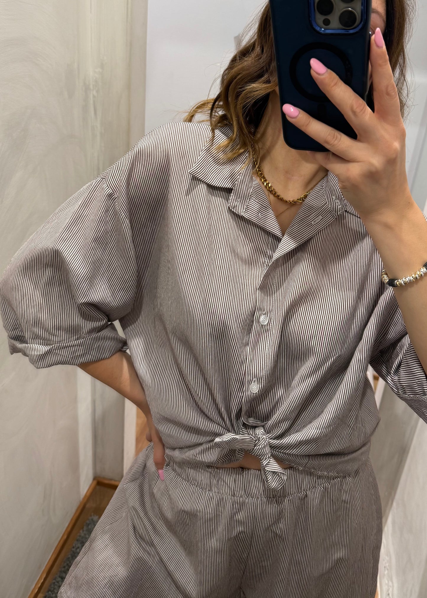 COORDINATO CAMICIA E SHORT RIGHE MORO - SUSY MIX - MARYGIÒ