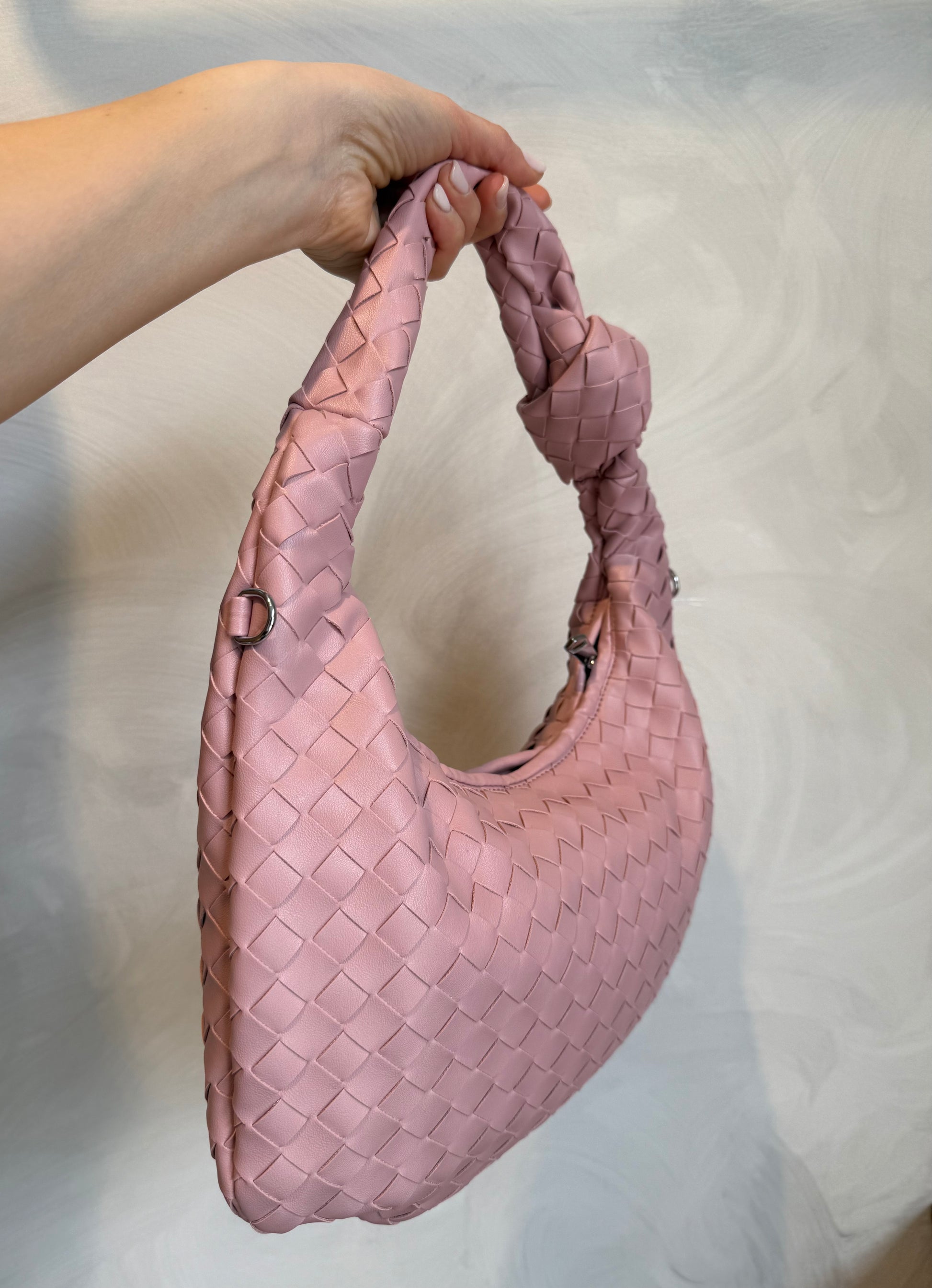 BORSA MEDIA INTRECCIATA NODO ROSA - MARYGIÒ