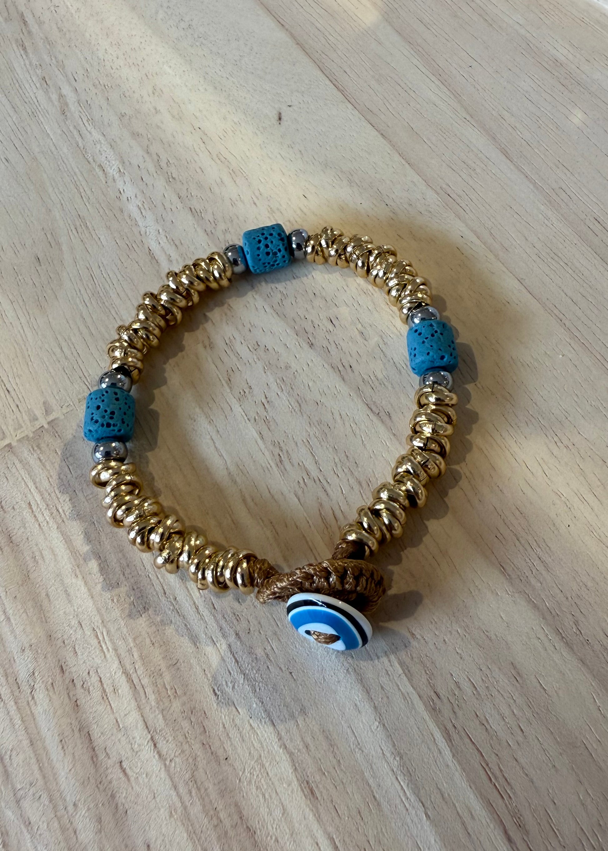 BRACCIALE RONDELLE E PIETRA CELESTE - MARYGIÒ