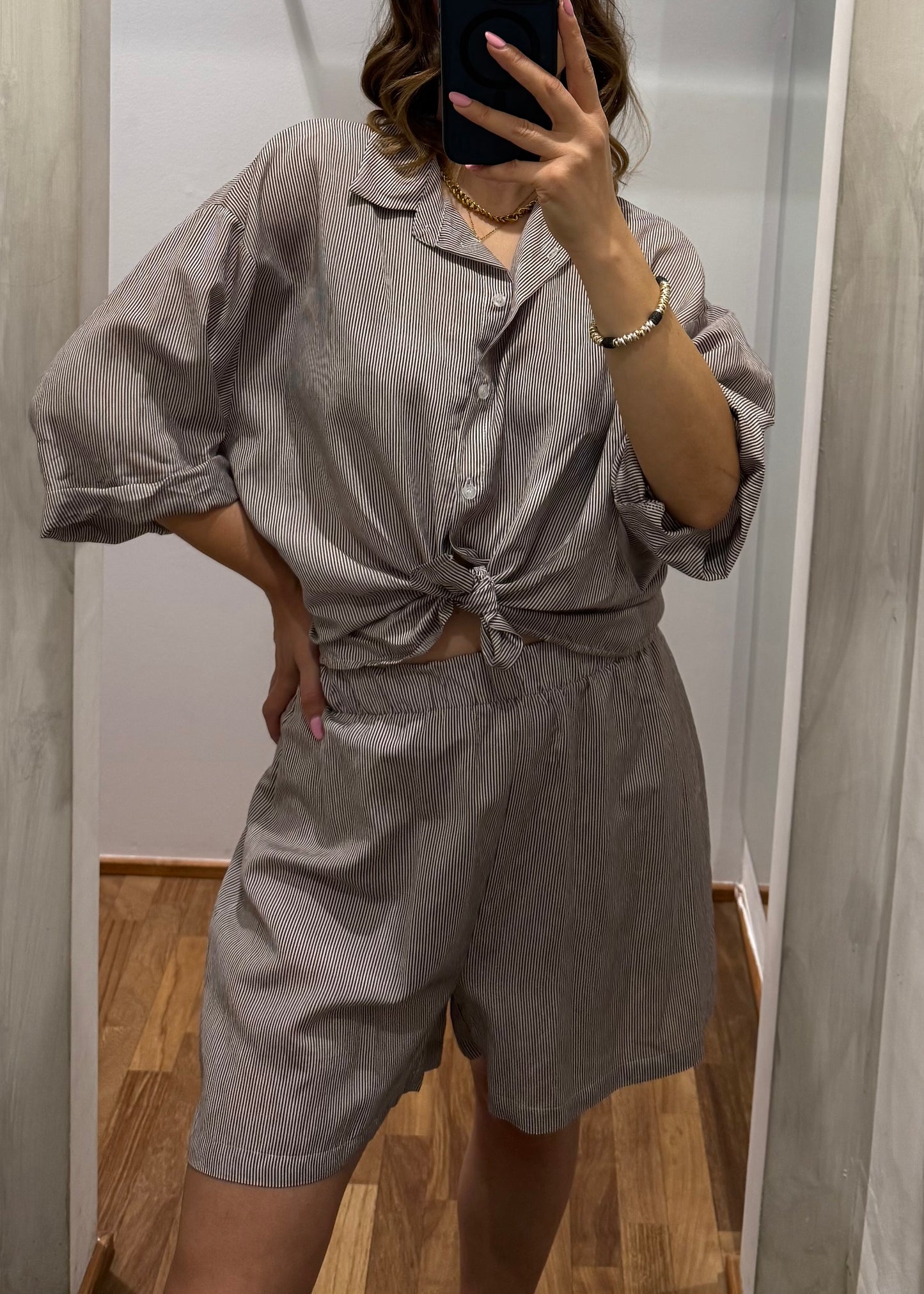 COORDINATO CAMICIA E SHORT RIGHE MORO - SUSY MIX - MARYGIÒ