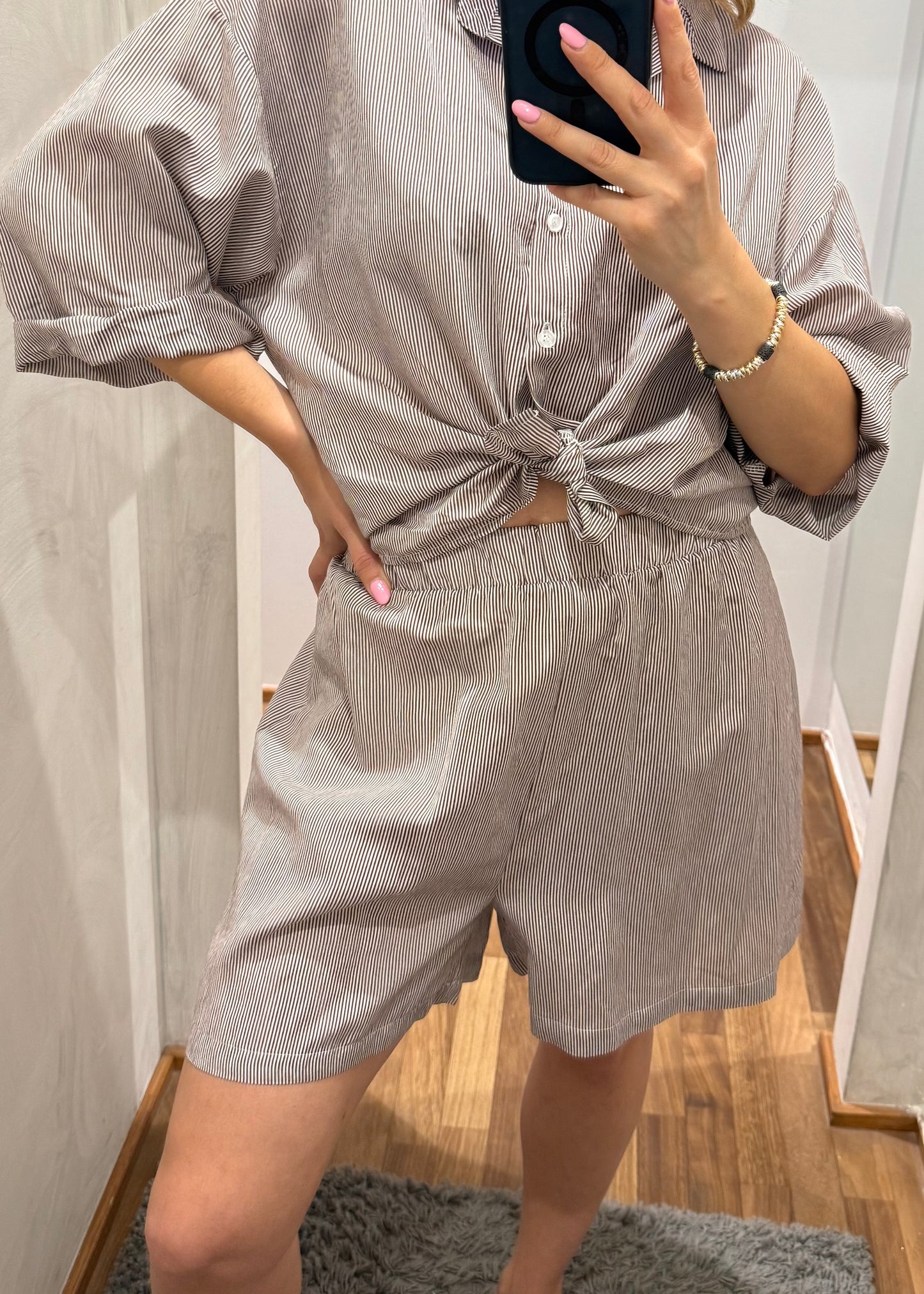 COORDINATO CAMICIA E SHORT RIGHE MORO - SUSY MIX - MARYGIÒ