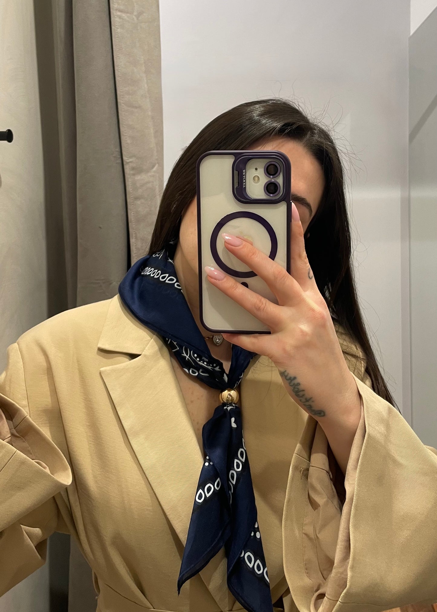 GIACCA BEIGE MONOPETTO CON BANDANA - TENSIONE IN - MARYGIÒ