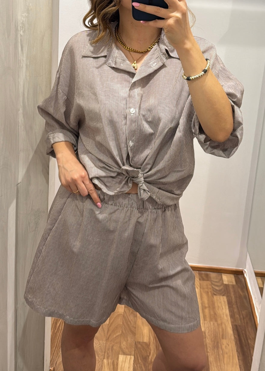 COORDINATO CAMICIA E SHORT RIGHE MORO - SUSY MIX - MARYGIÒ