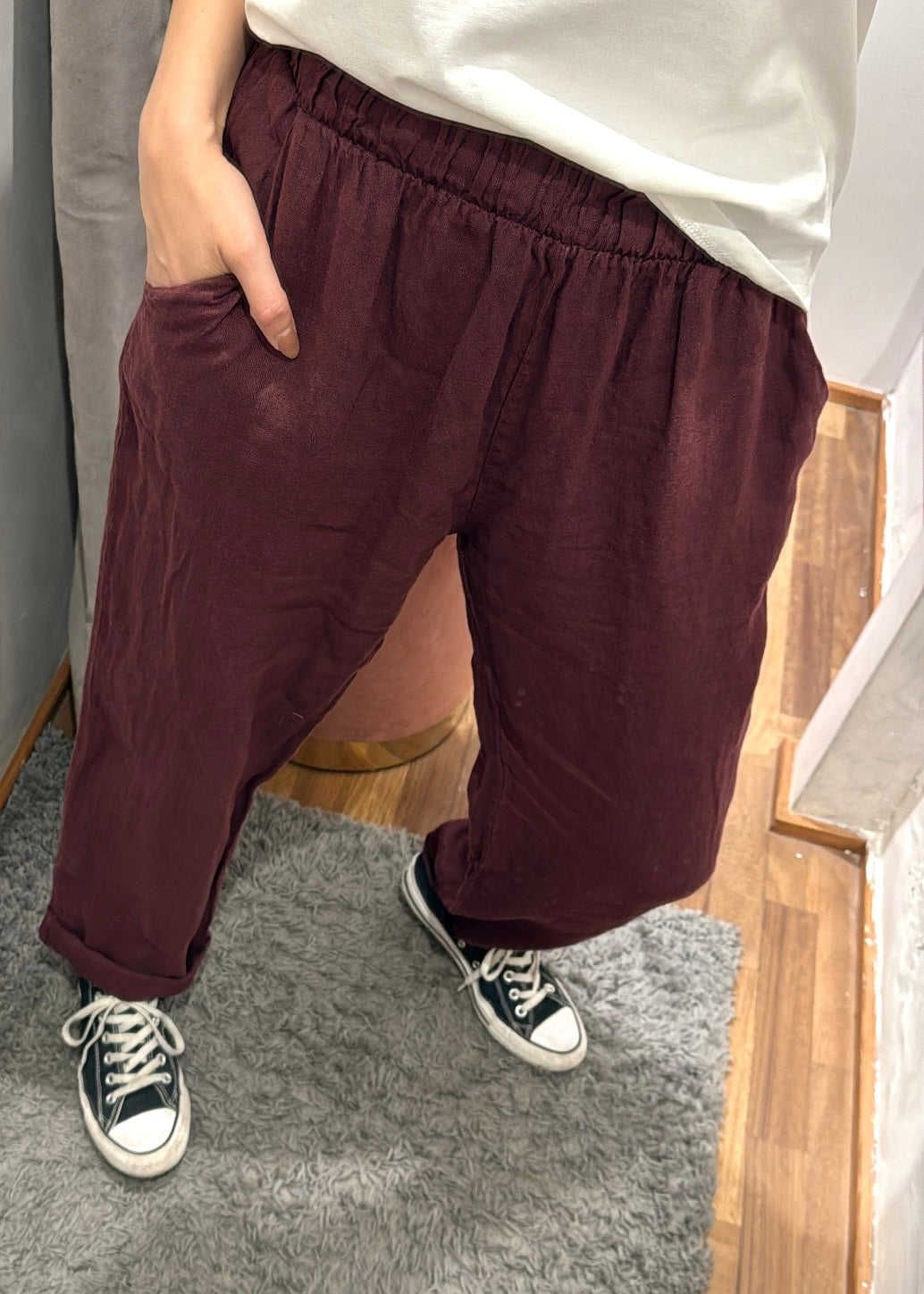 PANTALONE CARROT-FIT IN LINO VINO - SUSY MIX - MARYGIÒ