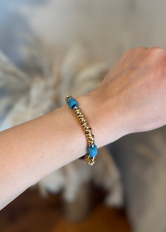 BRACCIALE RONDELLE E PIETRA CELESTE - MARYGIÒ