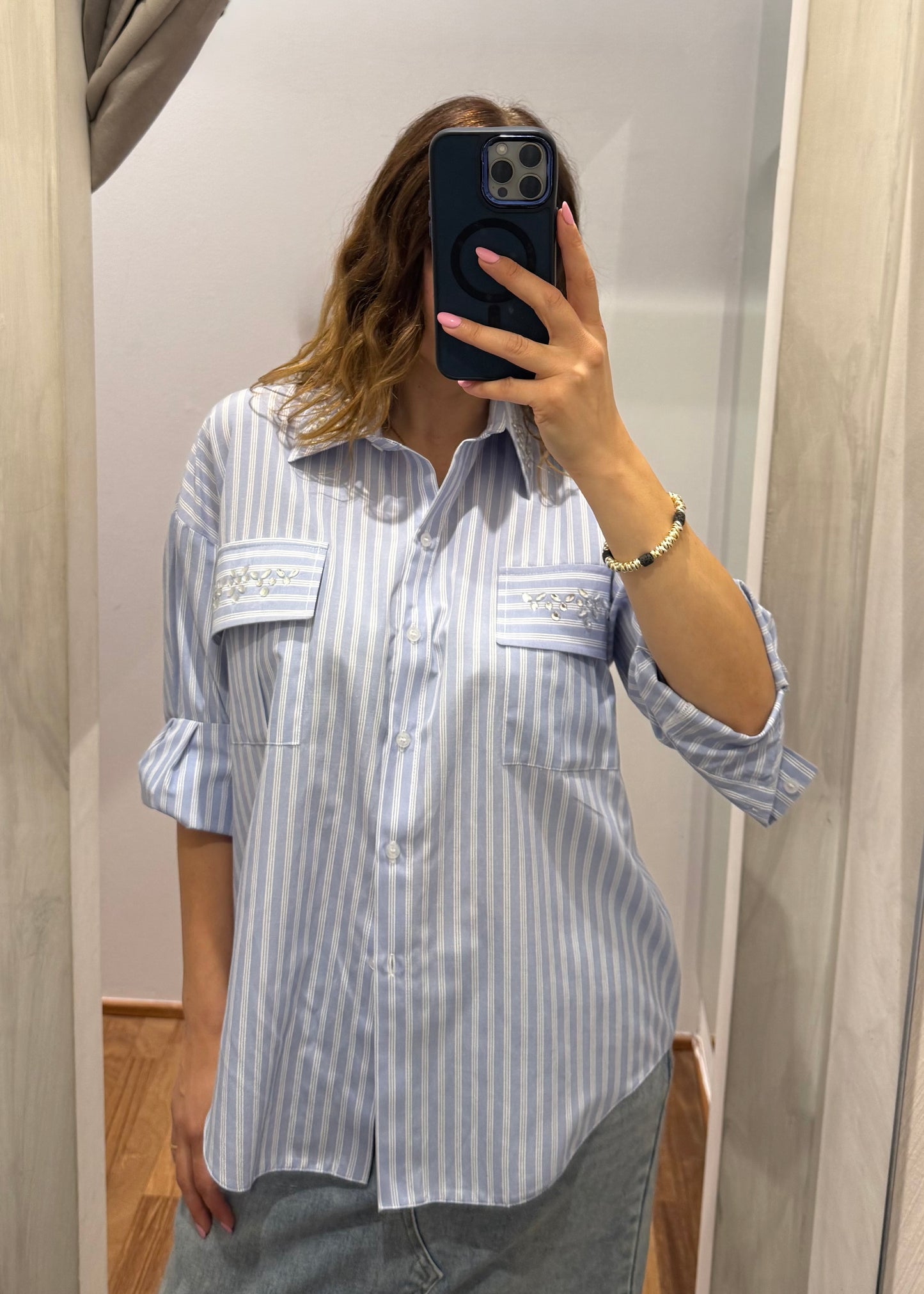 CAMICIA GESSATA CELESTE - SUSY MIX - MARYGIÒ