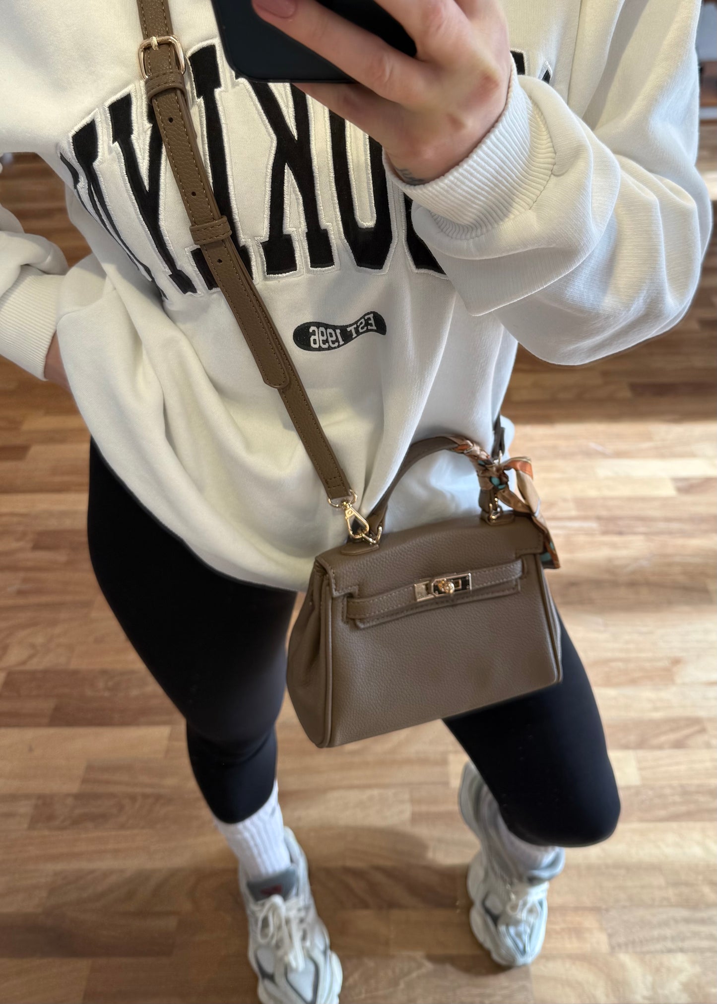 Borsa Ecopelle Lucchetto con Foulard Panna