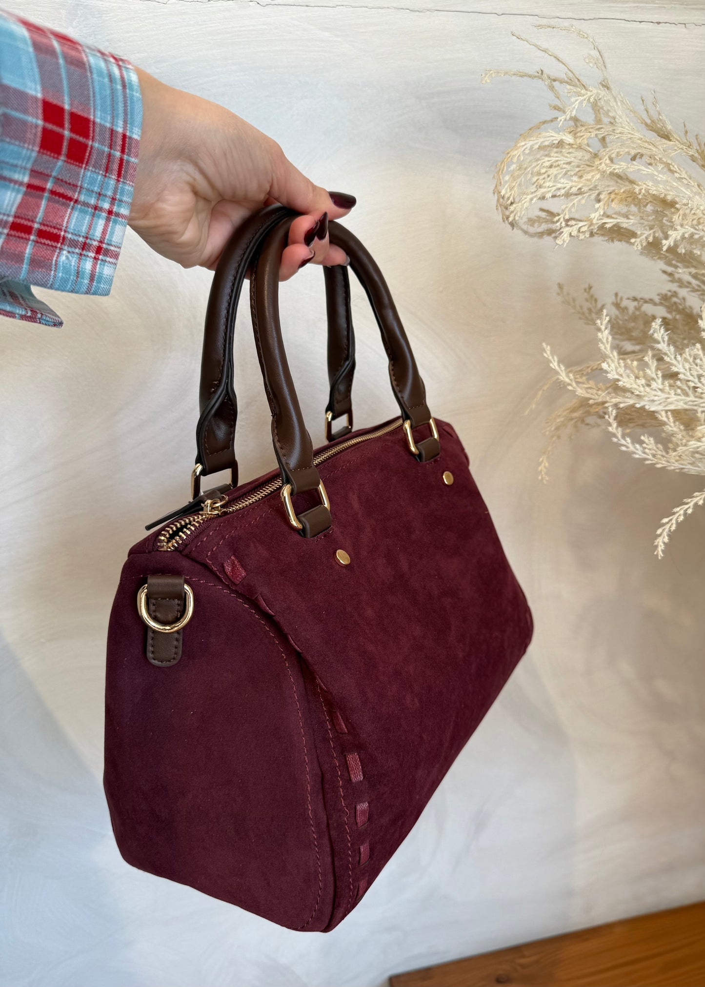 Borsa Bauletto Suede Bourdeaux - MARYGIÒ
