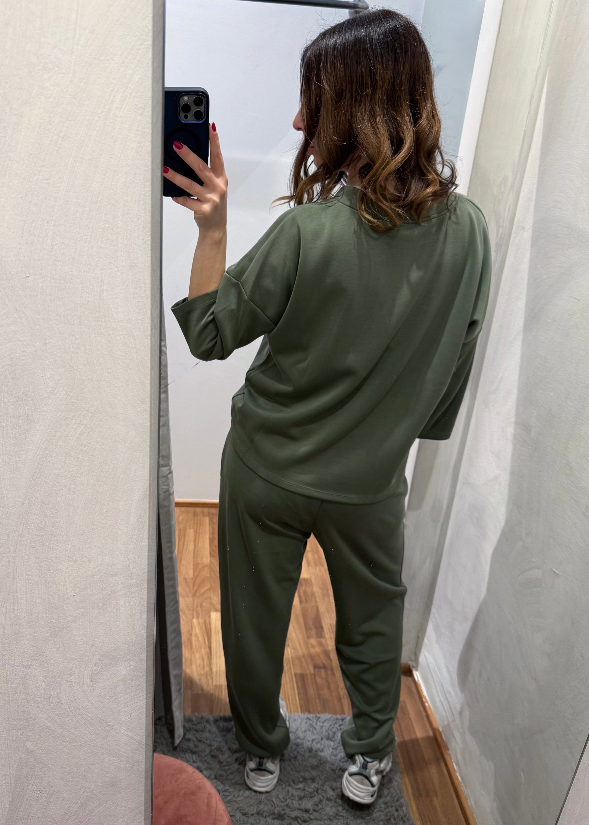 Completo Tuta in Scuba Leggera Verde Militare - SUSY MIX - MARYGIÒ
