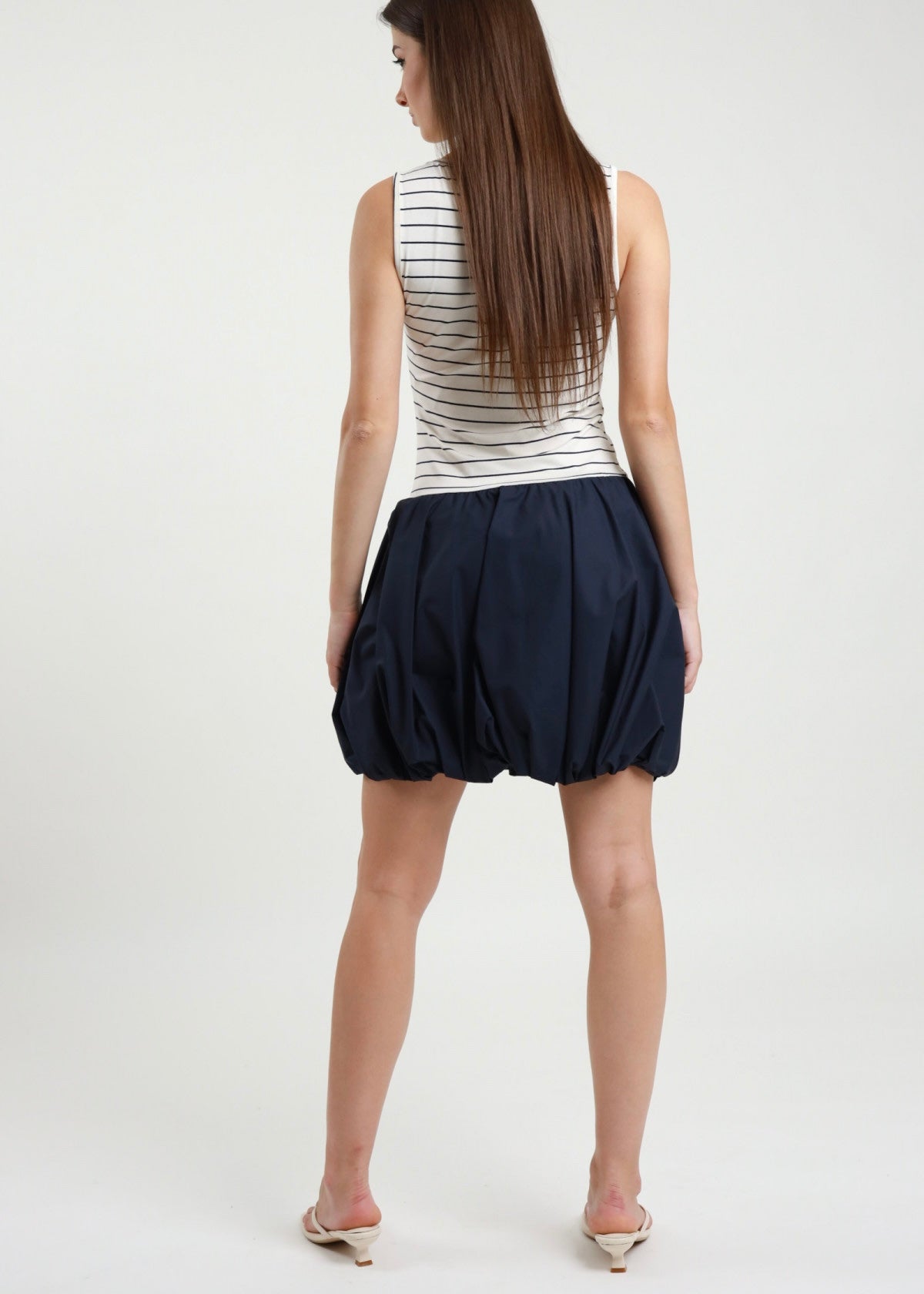 Abito a Righe con Gonna Palloncino Blu - SUSY MIX