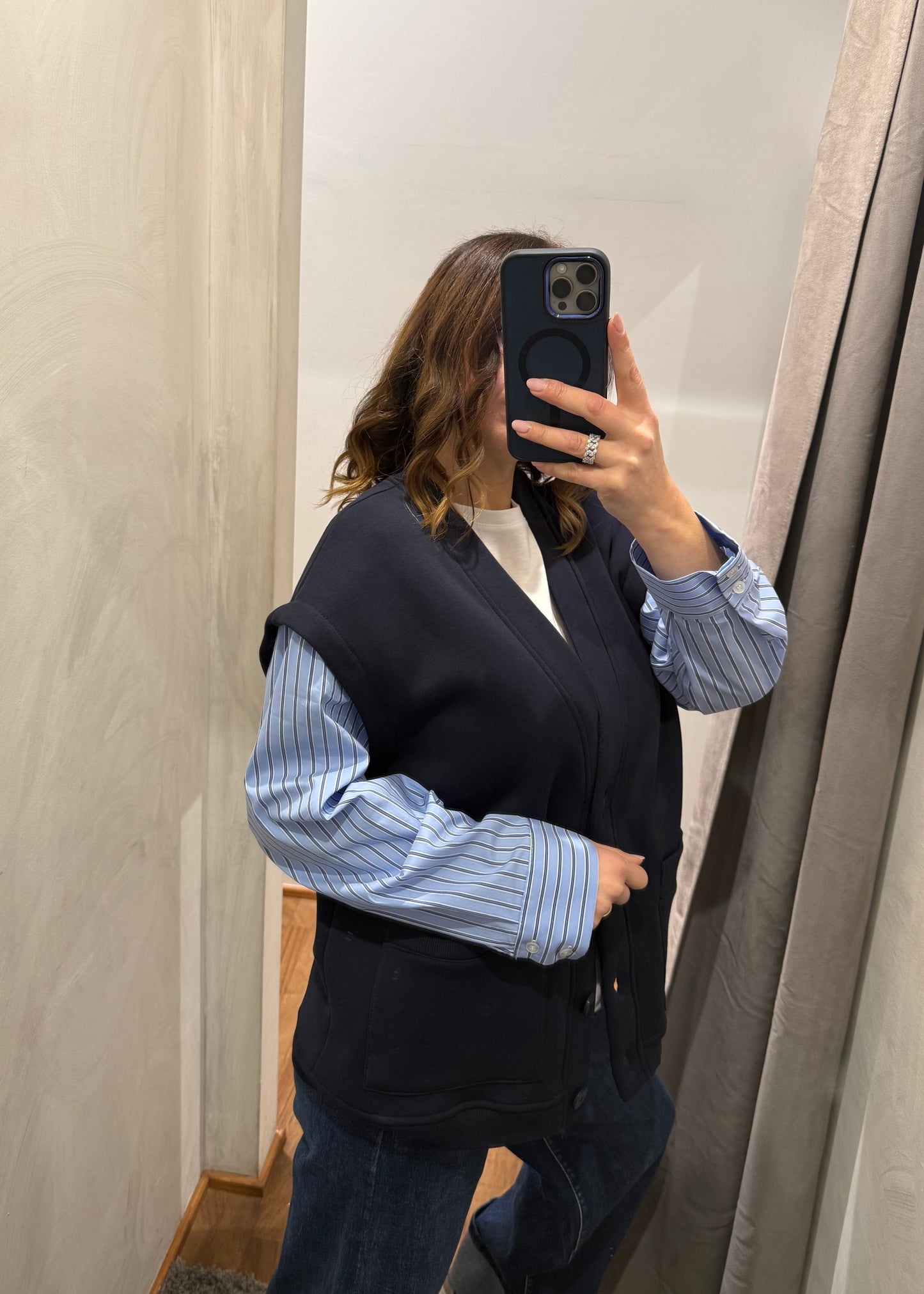 Cardigan in Felpa Blu Notte - LUMINA