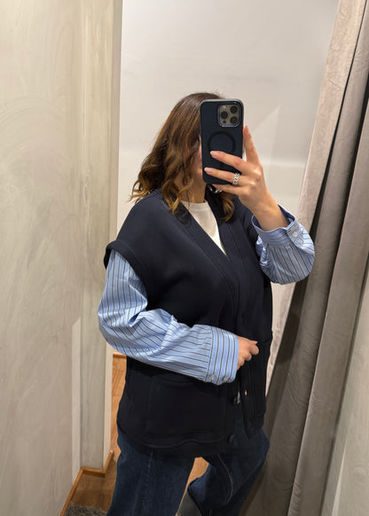 Cardigan in Felpa Blu Notte - LUMINA