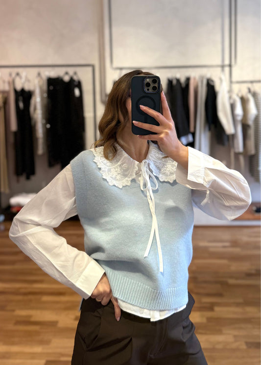Set Gilet con Camicia Celeste